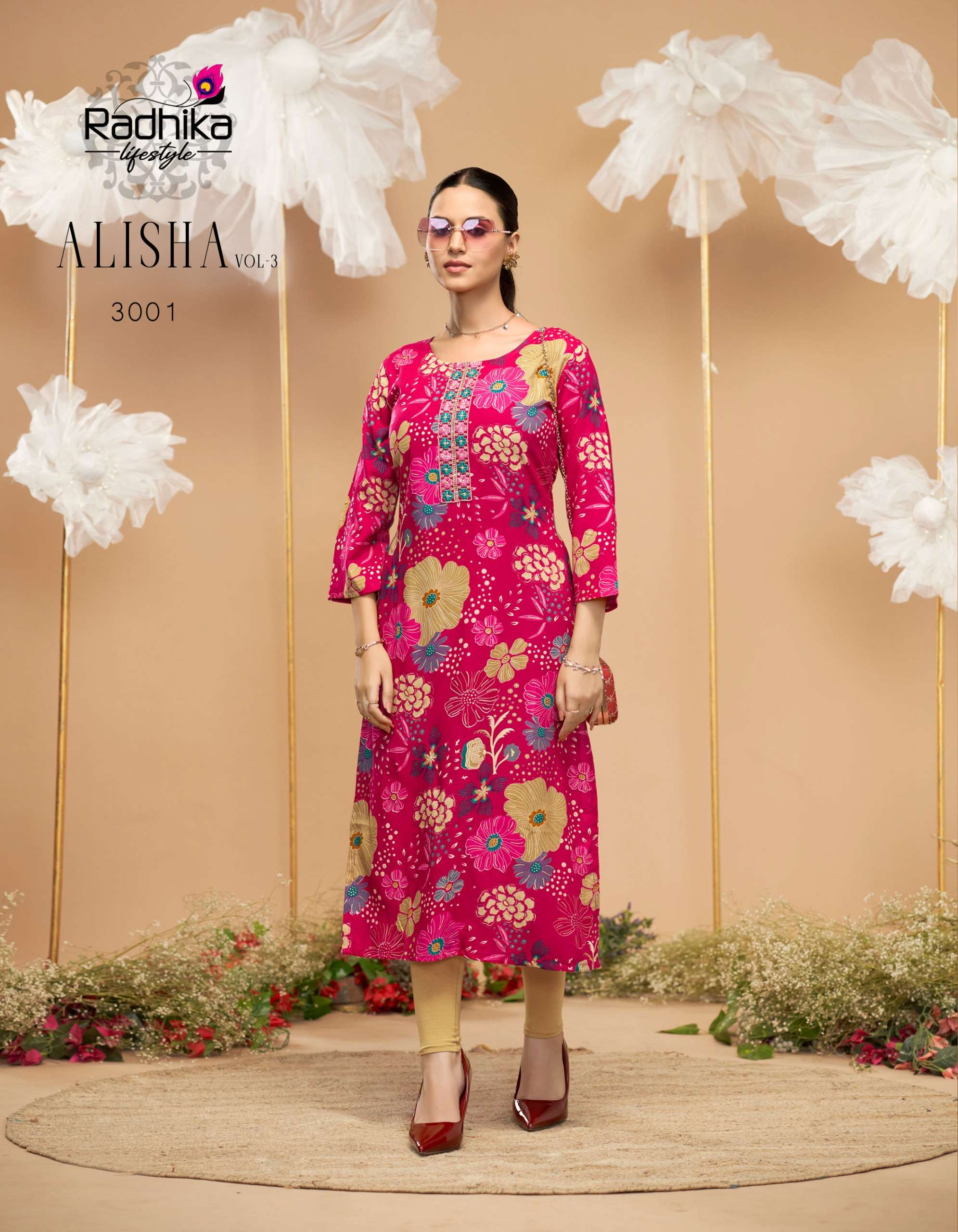 RADHIKA LIFESTYLE ALISHA VOL 3 RAYON PRINT FANCY DAILY WEAR KURTI