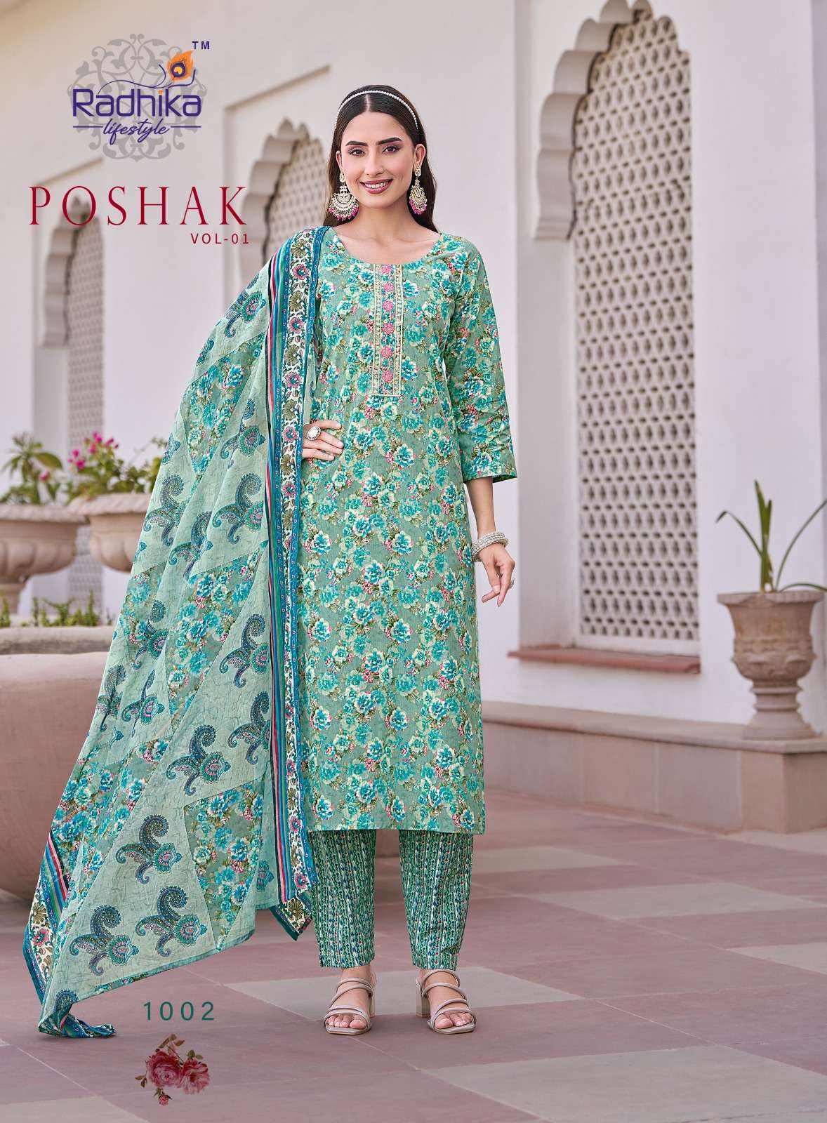 RADHIKA LIFESTYLE POSHAK VOL 1 COTTON PRINT KURTI PANT WITH DUPATTA SET