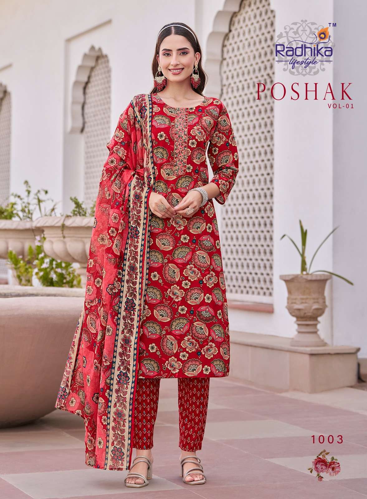 RADHIKA LIFESTYLE POSHAK VOL 1 COTTON PRINT KURTI PANT WITH DUPATTA SET