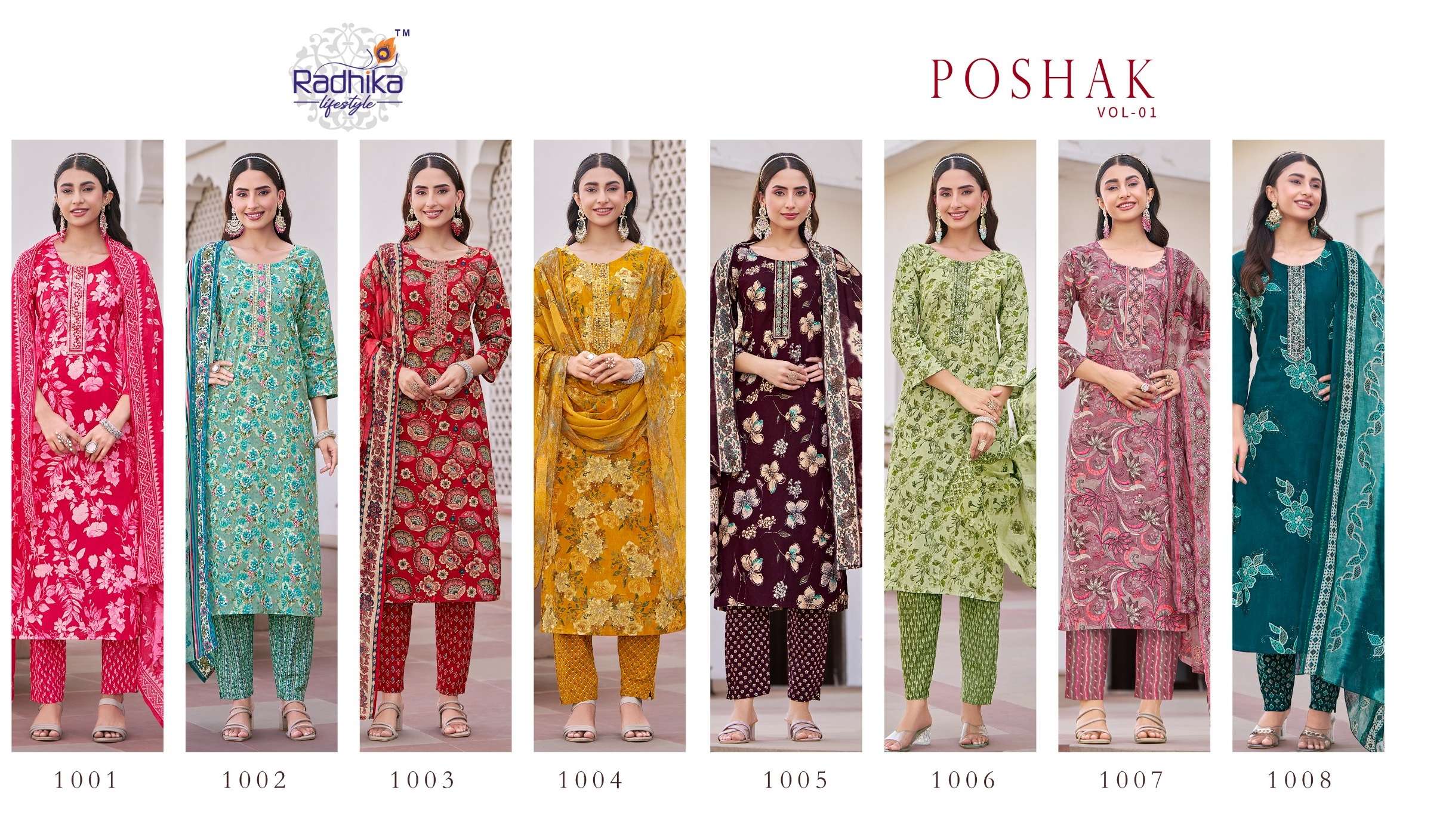 RADHIKA LIFESTYLE POSHAK VOL 1 COTTON PRINT KURTI PANT WITH DUPATTA SET