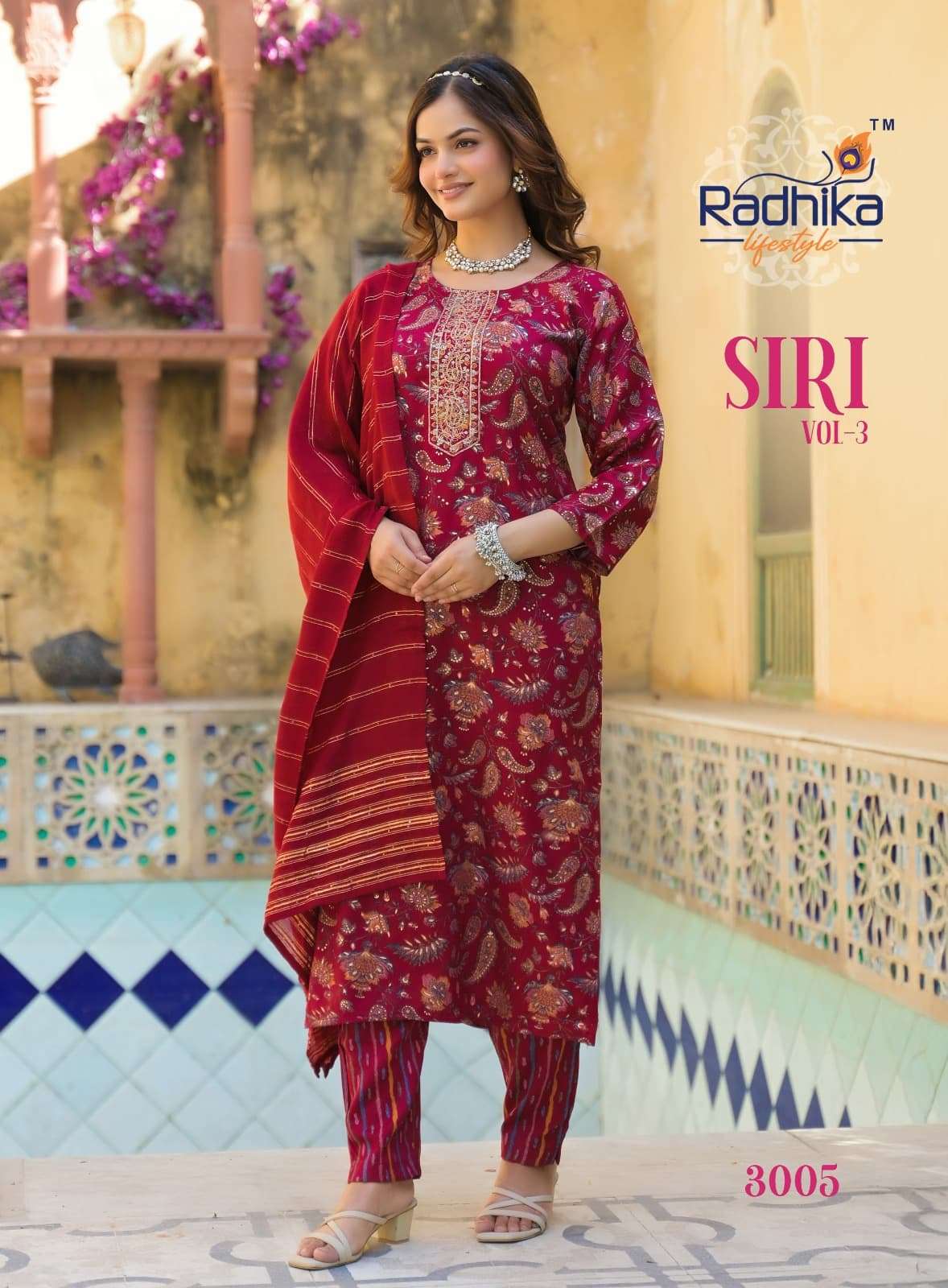 RADHIKA LIFESTYLE SIRI VOL 3 RAYON PRINT FANCY LADIES KURTI COMBO SET