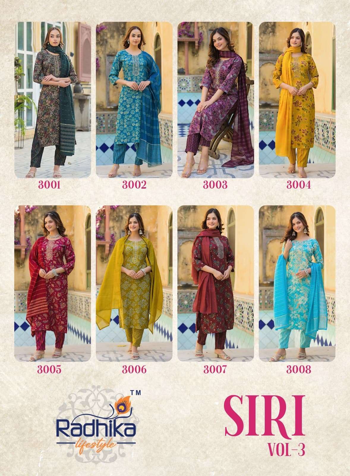 RADHIKA LIFESTYLE SIRI VOL 3 RAYON PRINT FANCY LADIES KURTI COMBO SET