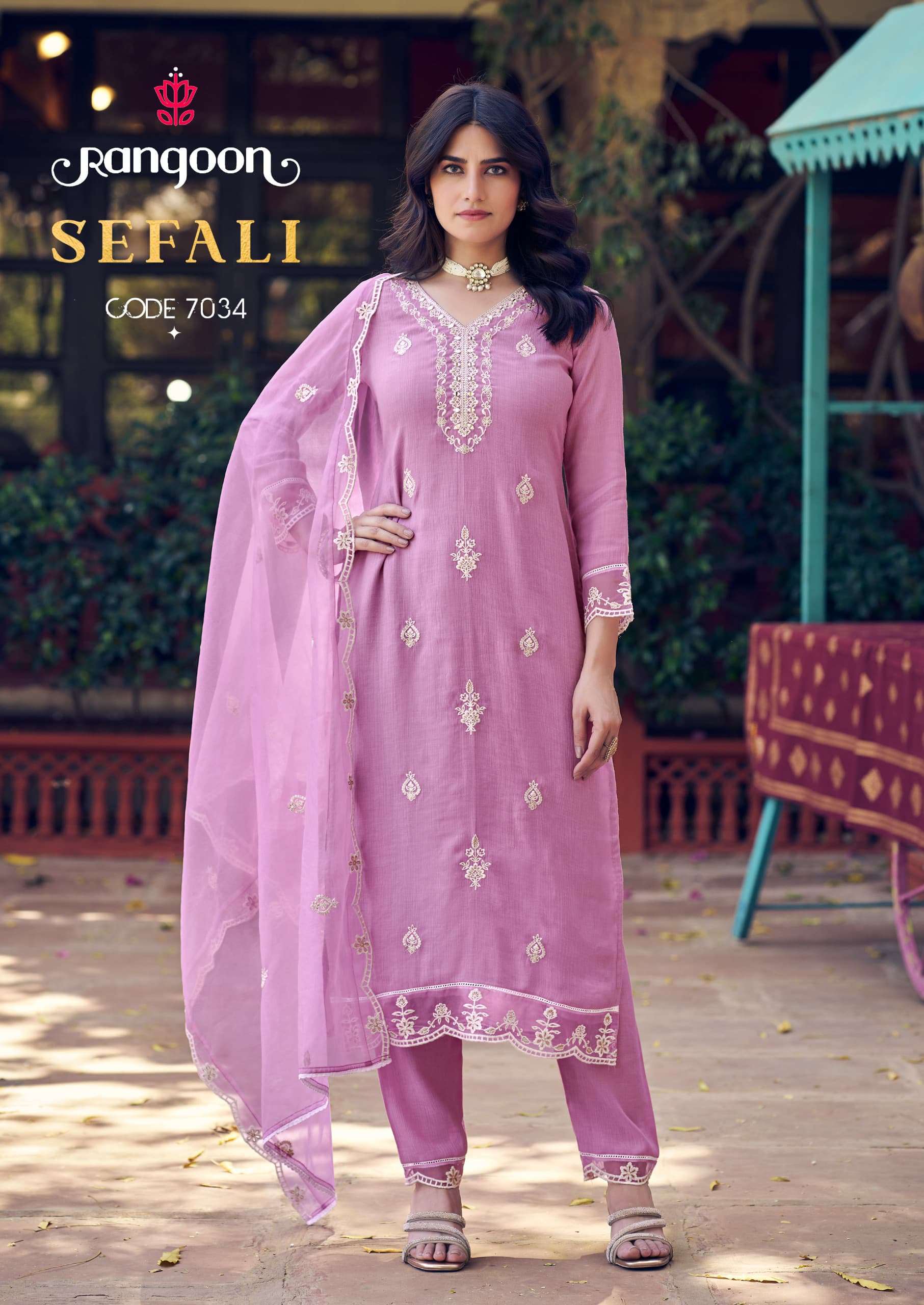 RANGOON SEFALI VISCOSE FANCY EMBROIDERY WORKS LADIES SUIT