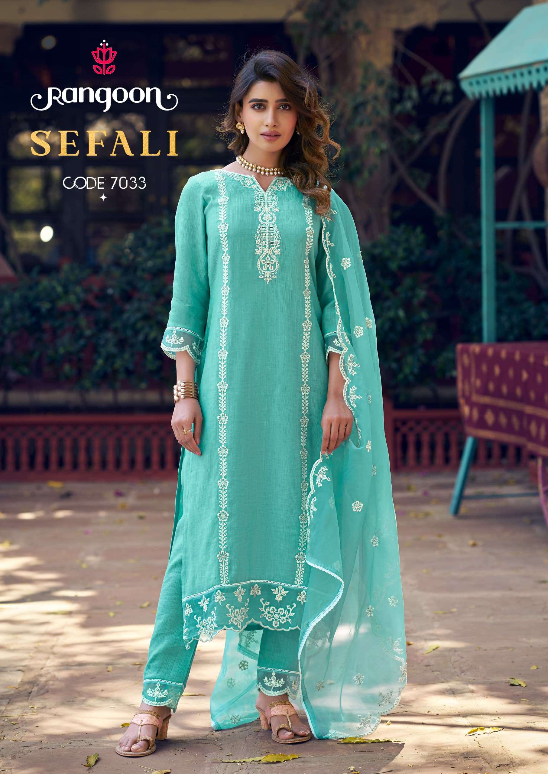 RANGOON SEFALI VISCOSE FANCY EMBROIDERY WORKS LADIES SUIT