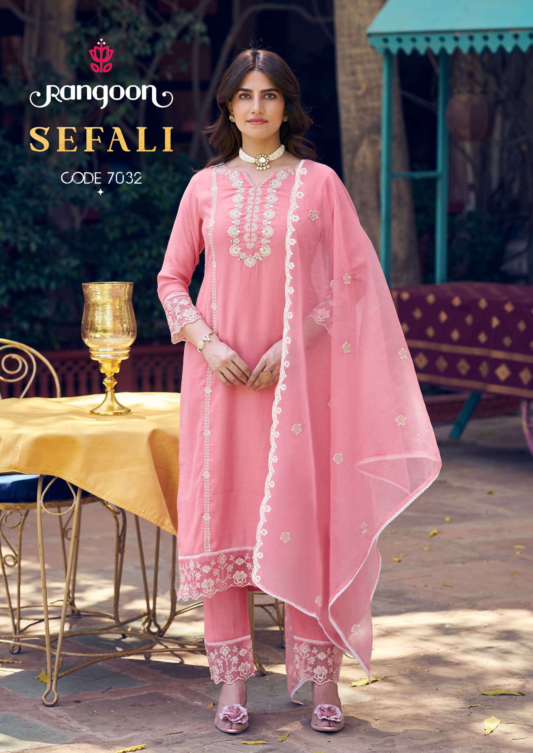 RANGOON SEFALI VISCOSE FANCY EMBROIDERY WORKS LADIES SUIT