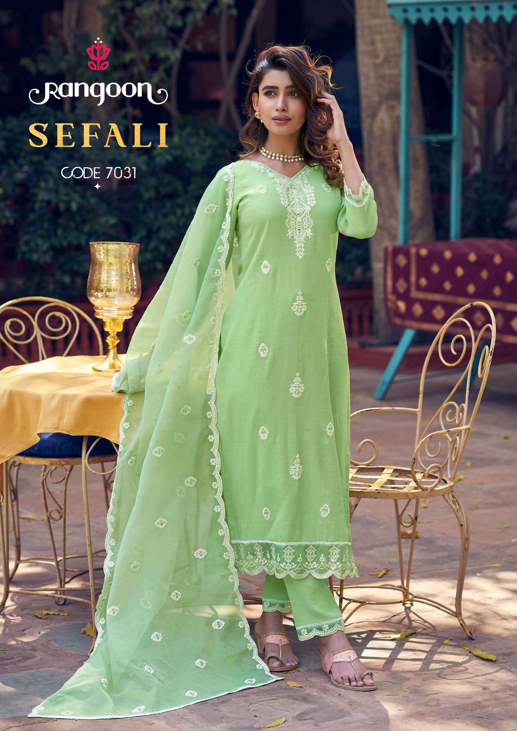 RANGOON SEFALI VISCOSE FANCY EMBROIDERY WORKS LADIES SUIT