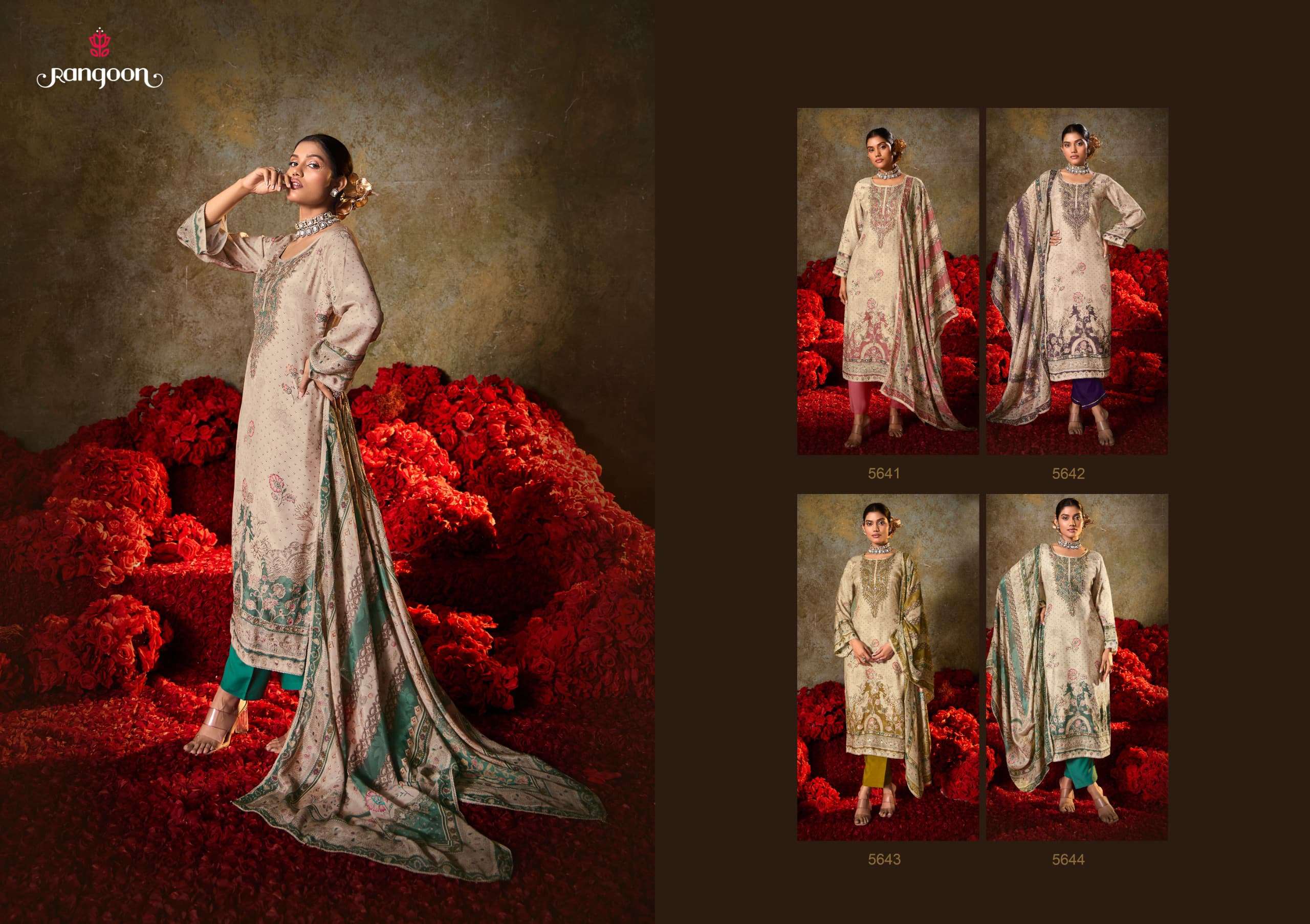 RANGOON SIDDHI MUSLIN DIGITAL PRINT WITH FANCY WORK KURTI COMBO SET