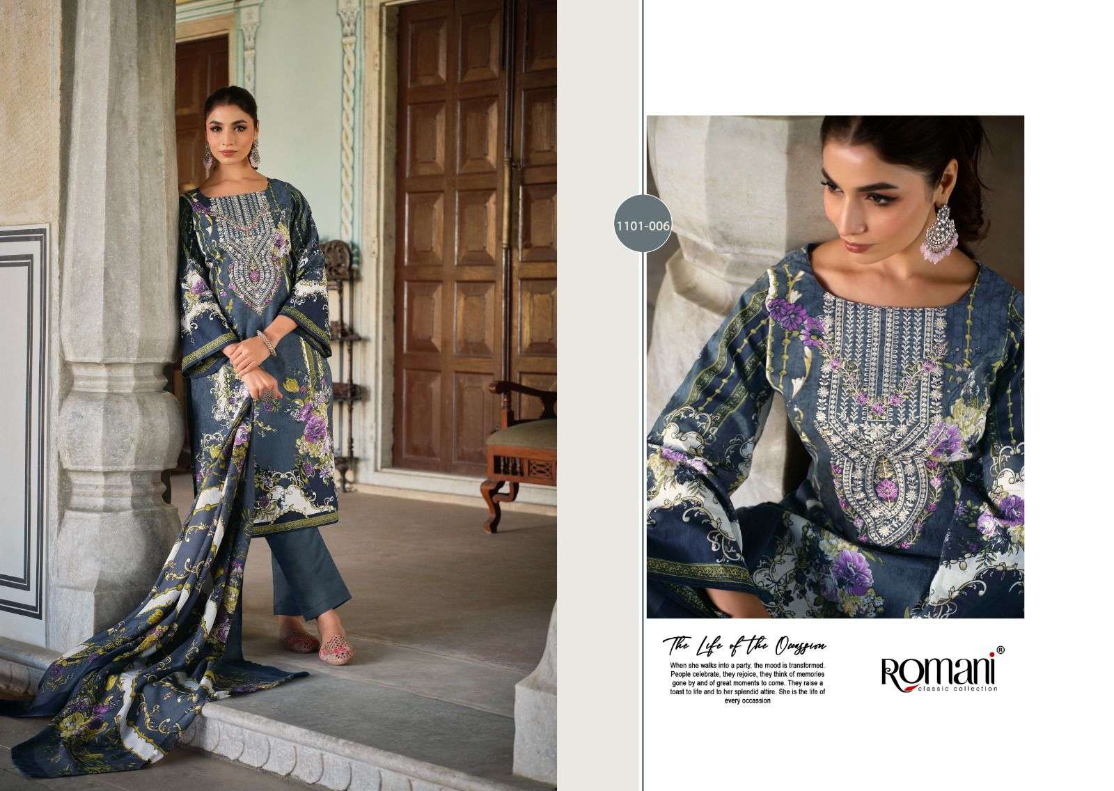 ROMANI AARZU VOL 17 COTTON DIGITAL PRINT WITH FANCY WORK SUIT