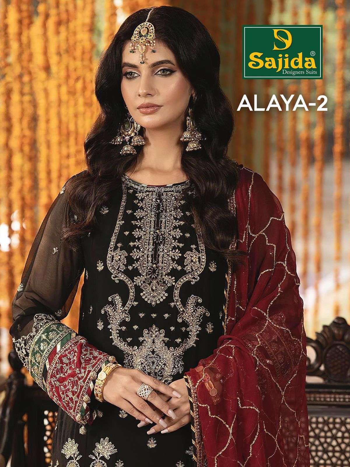 SAJIDA DESIGNER DESIGN NO - 1011 - 1012 GEORGETTE HEAVY EMBROIDERED KHATLI WORK PAKISTANI SALWAR SUIT 