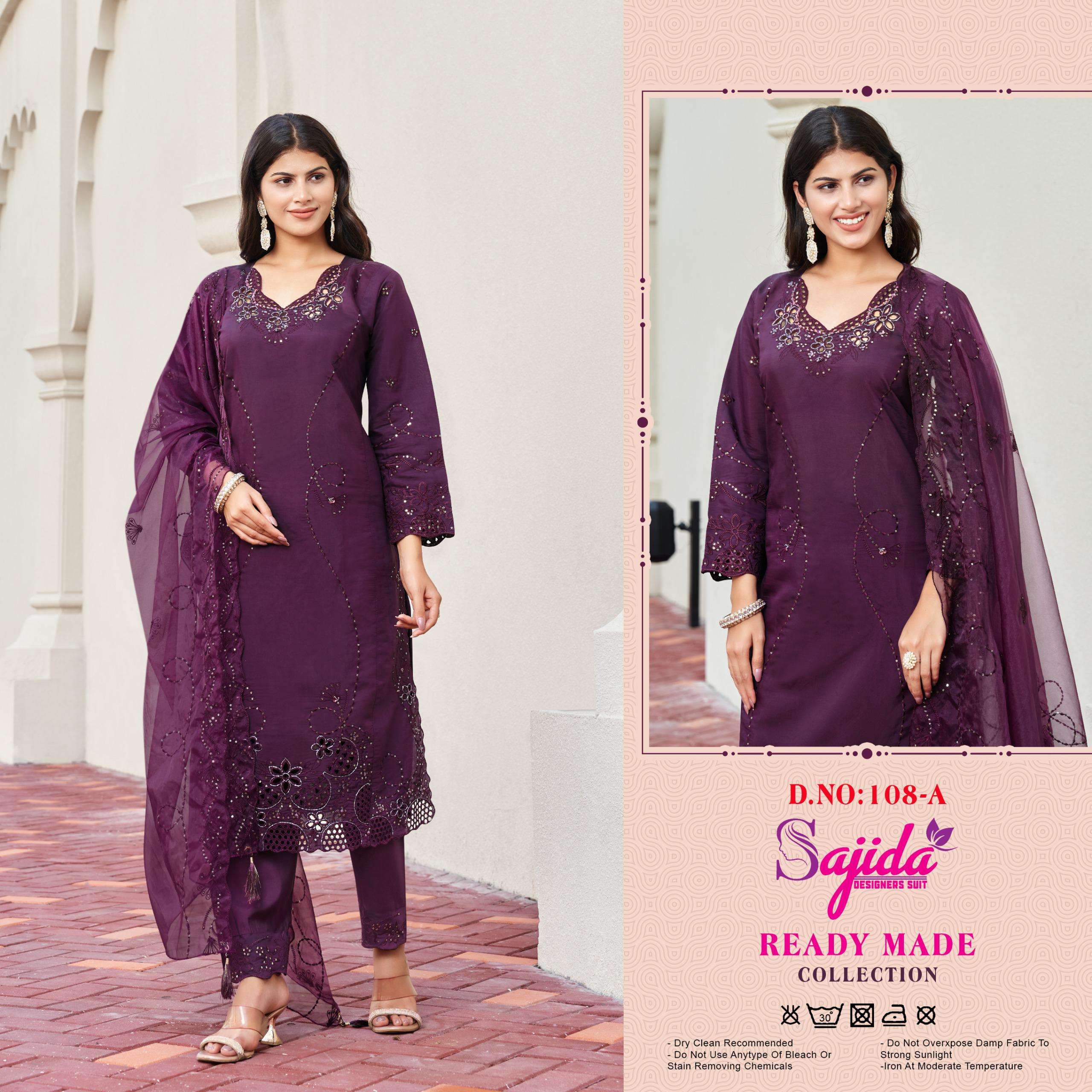 SAJIDA DESIGNER READY MADE COLLECTION SILK HEAVY DESIGNER SUIT