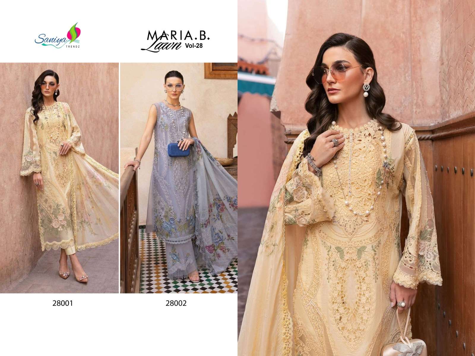 SANIYA TRENDZ MARIA B LAWN VOL 28 COTTON WITH EMBROIDERED SUIT