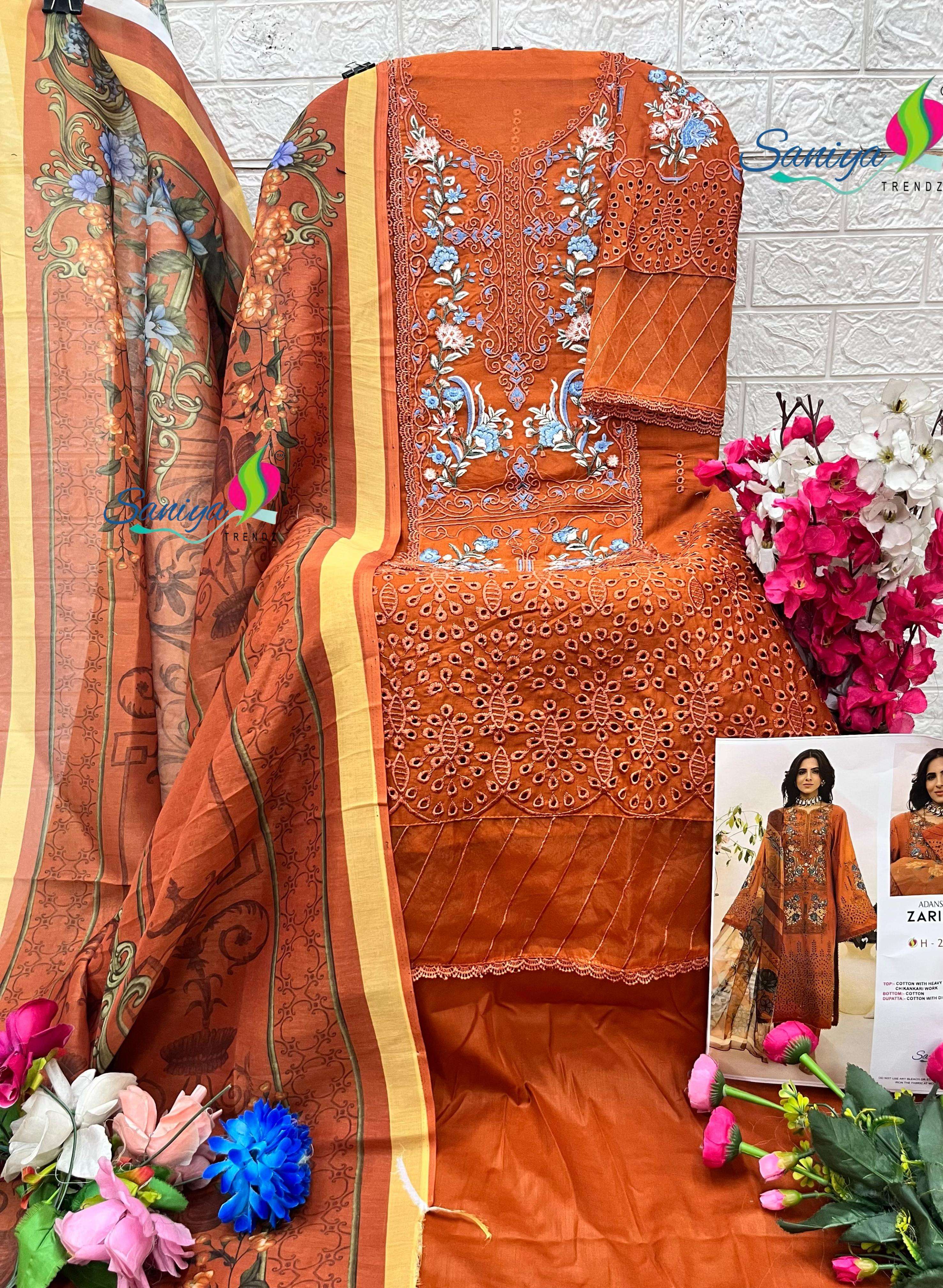 SANIYA TRENDZ ZARIA VOL 25 COTTON EMBROIDERED PAKISTANI SUIT