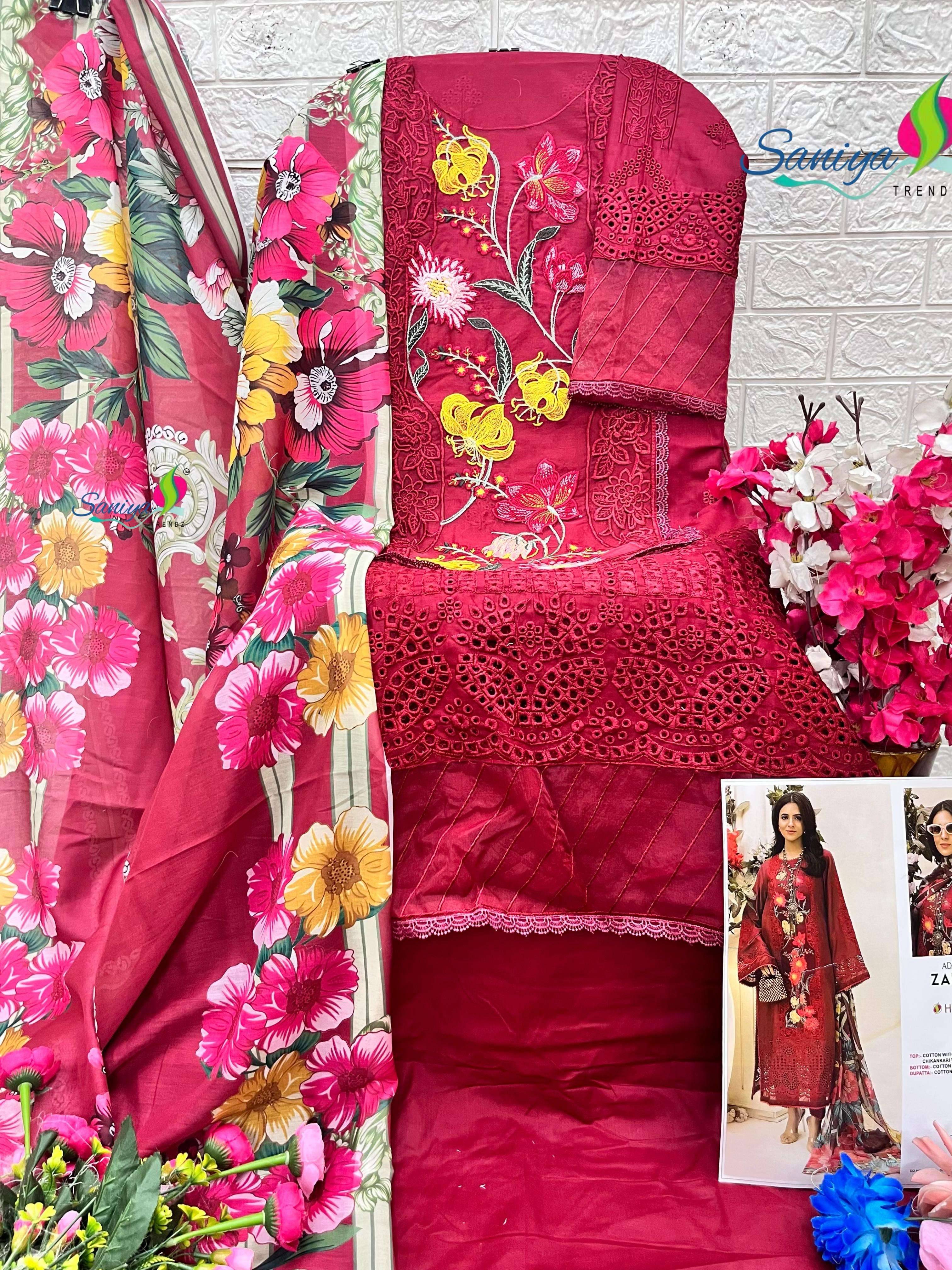 SANIYA TRENDZ ZARIA VOL 25 COTTON EMBROIDERED PAKISTANI SUIT