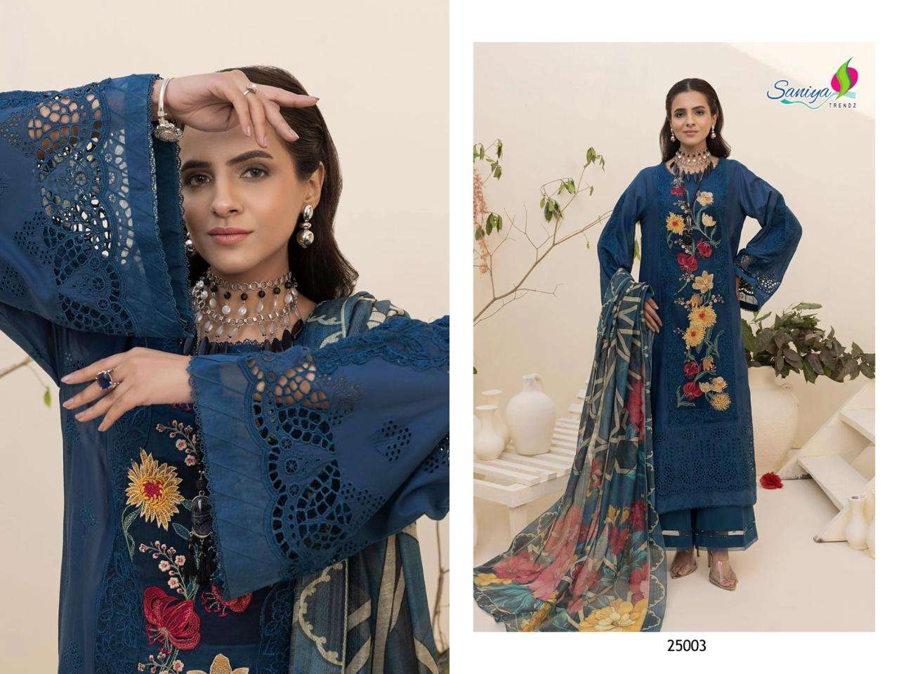 SANIYA TRENDZ ZARIA VOL 25 COTTON EMBROIDERED PAKISTANI SUIT