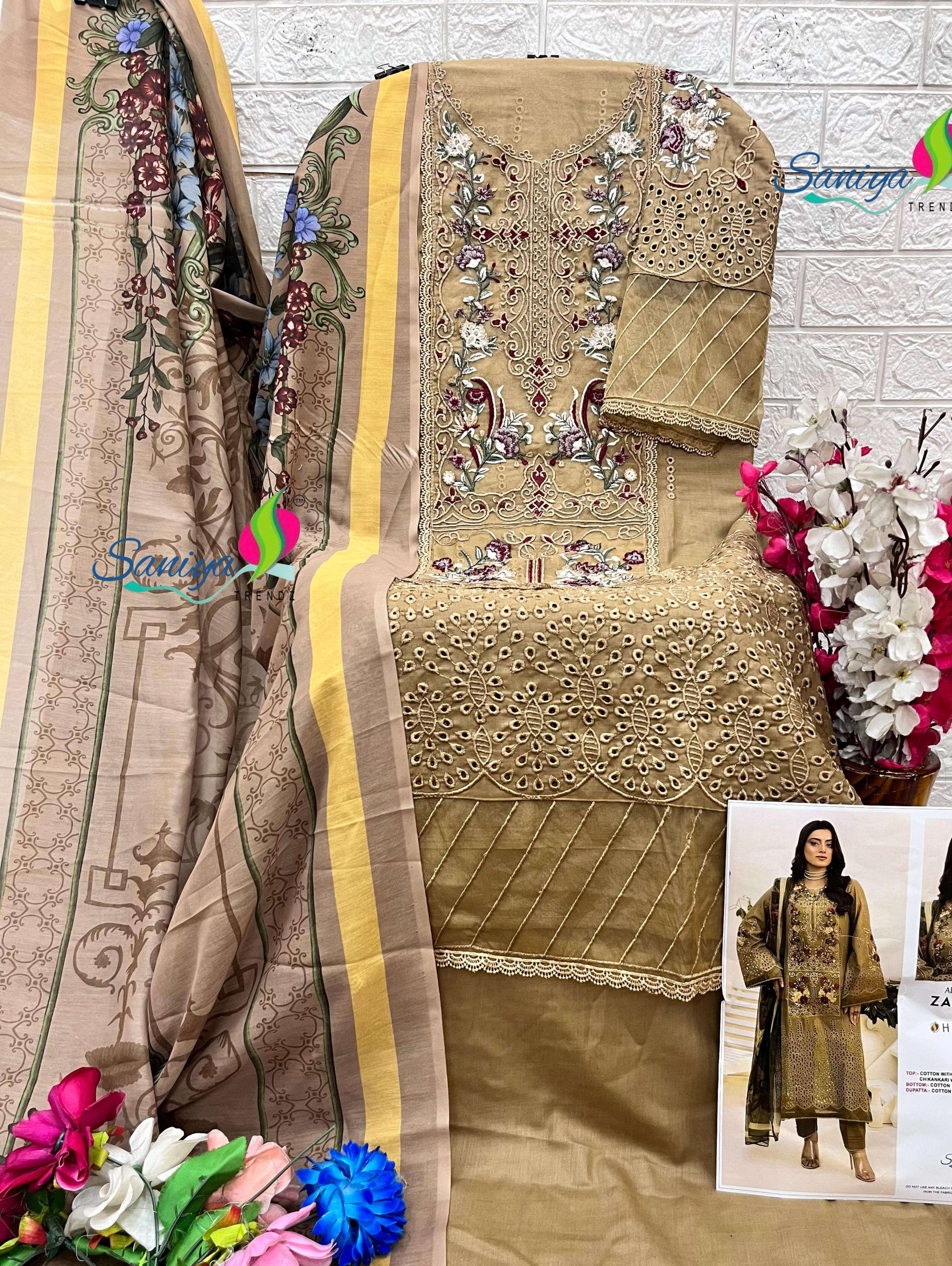 SANIYA TRENDZ ZARIA VOL 25 COTTON EMBROIDERED PAKISTANI SUIT