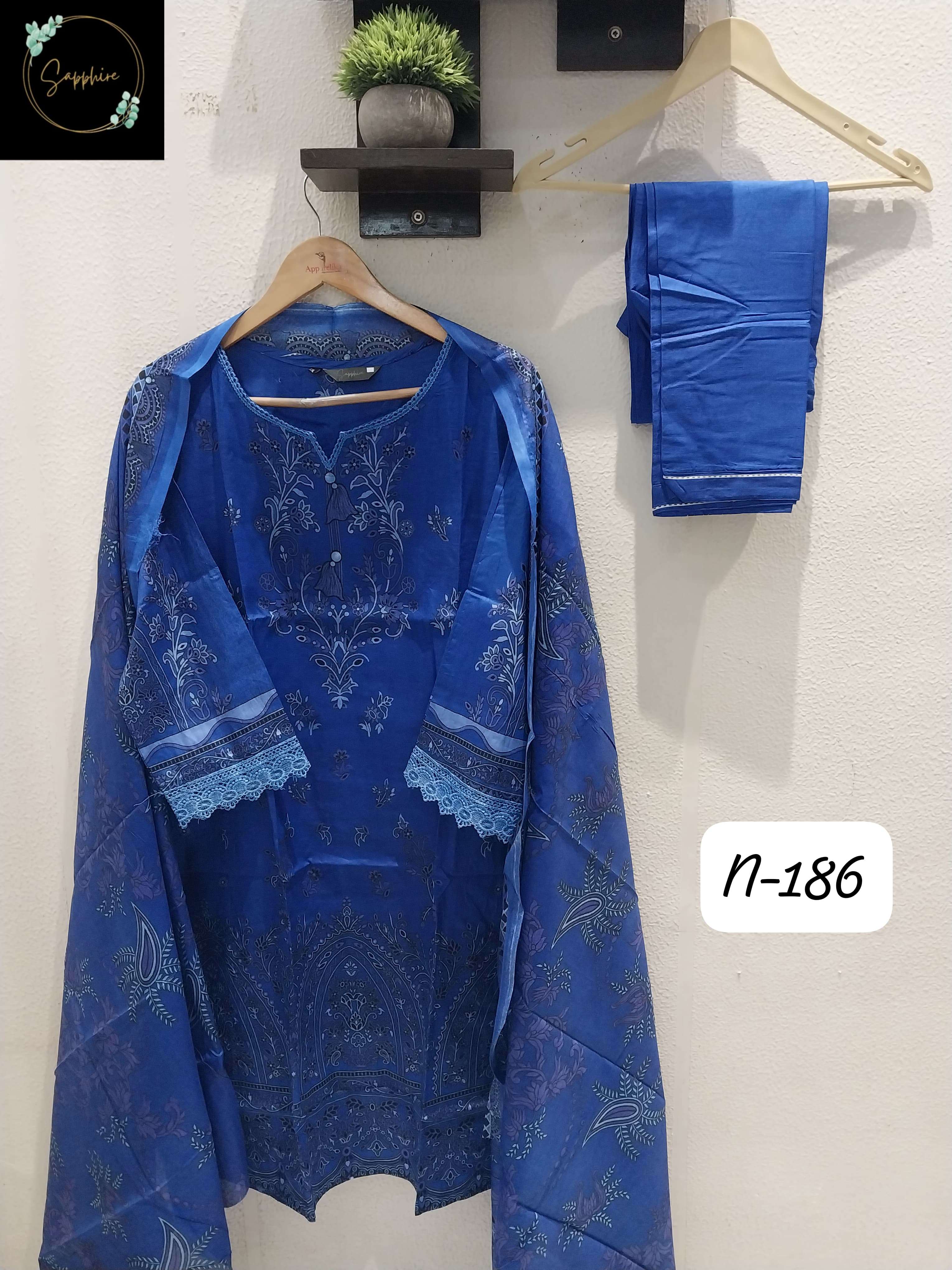 SAPPHIRE AGHA NOORAIN N 186 LAWN COTTON FANCY WORK SUIT