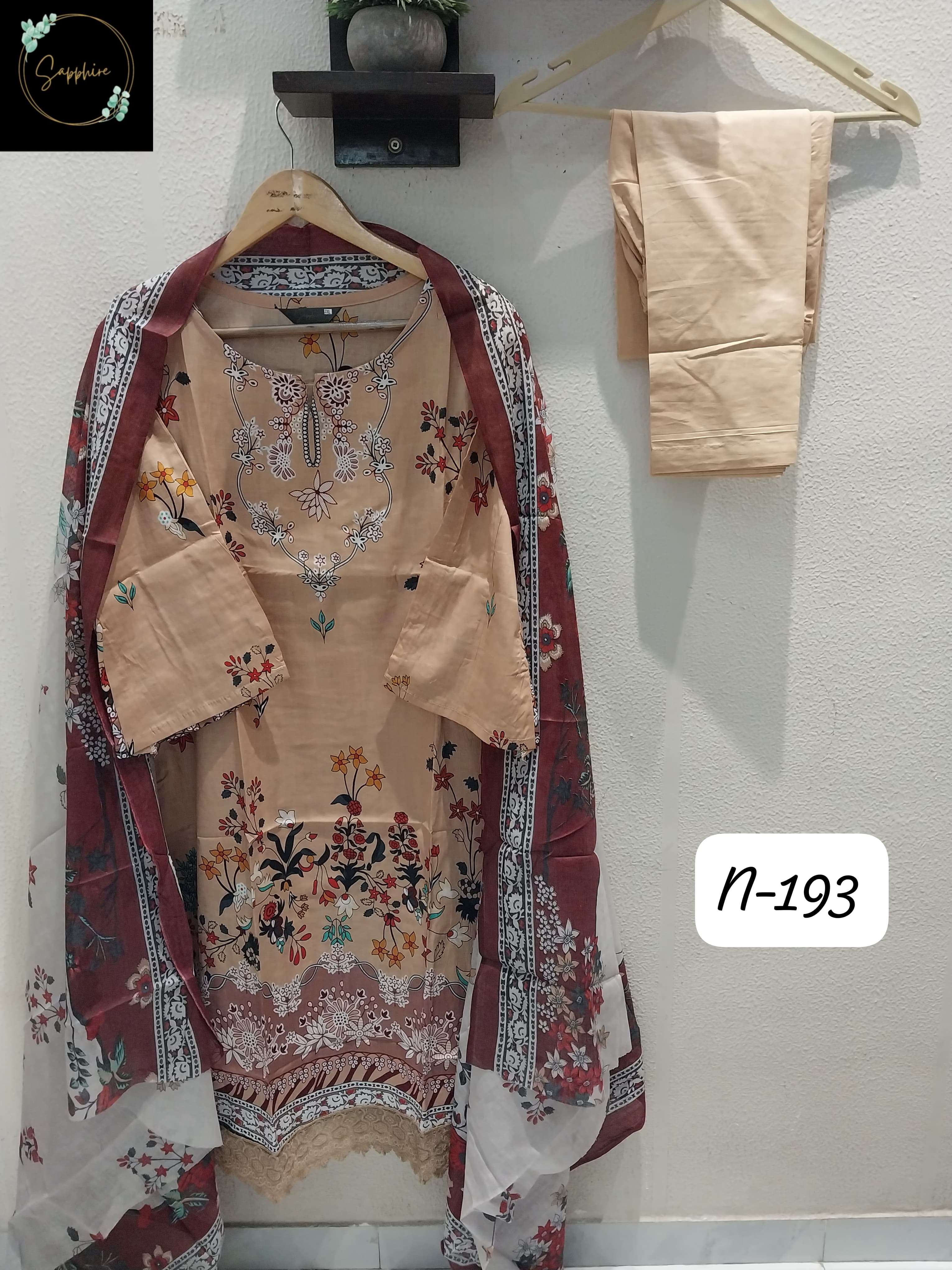 SAPPHIRE AGHA NOORAIN N 193 LAWN COTTON FANCY WORK SUIT