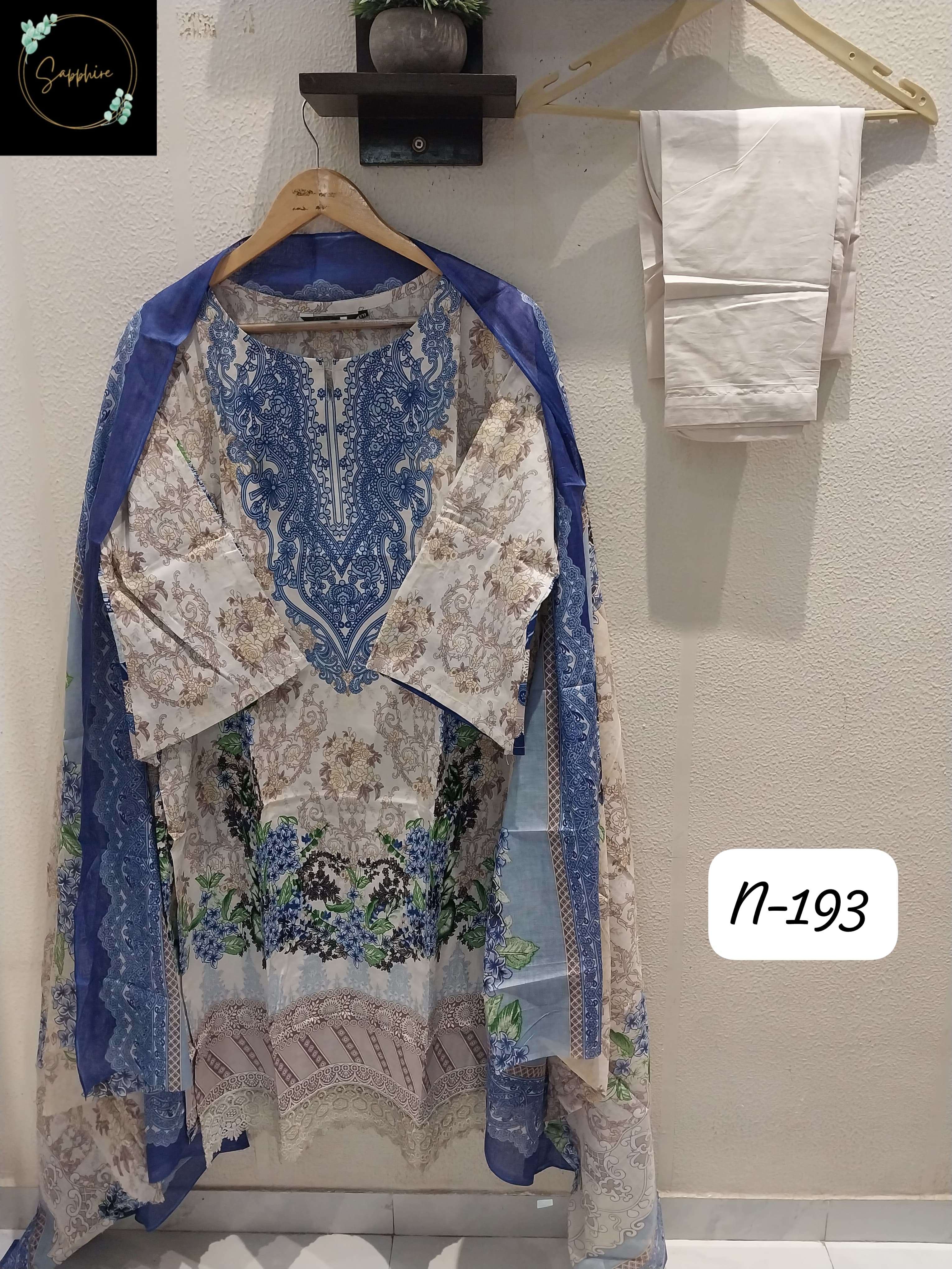 SAPPHIRE AGHA NOORAIN N 193 LAWN COTTON FANCY WORK SUIT