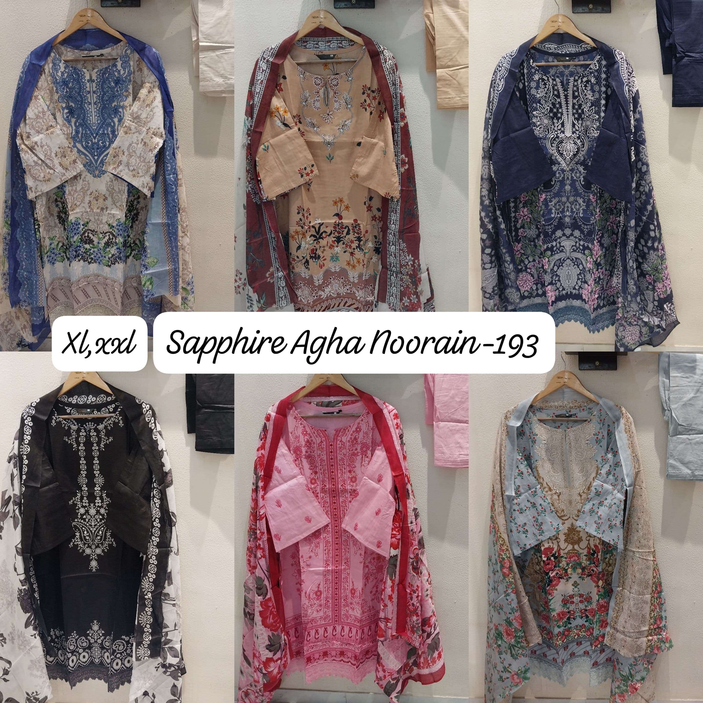 SAPPHIRE AGHA NOORAIN N 193 LAWN COTTON FANCY WORK SUIT