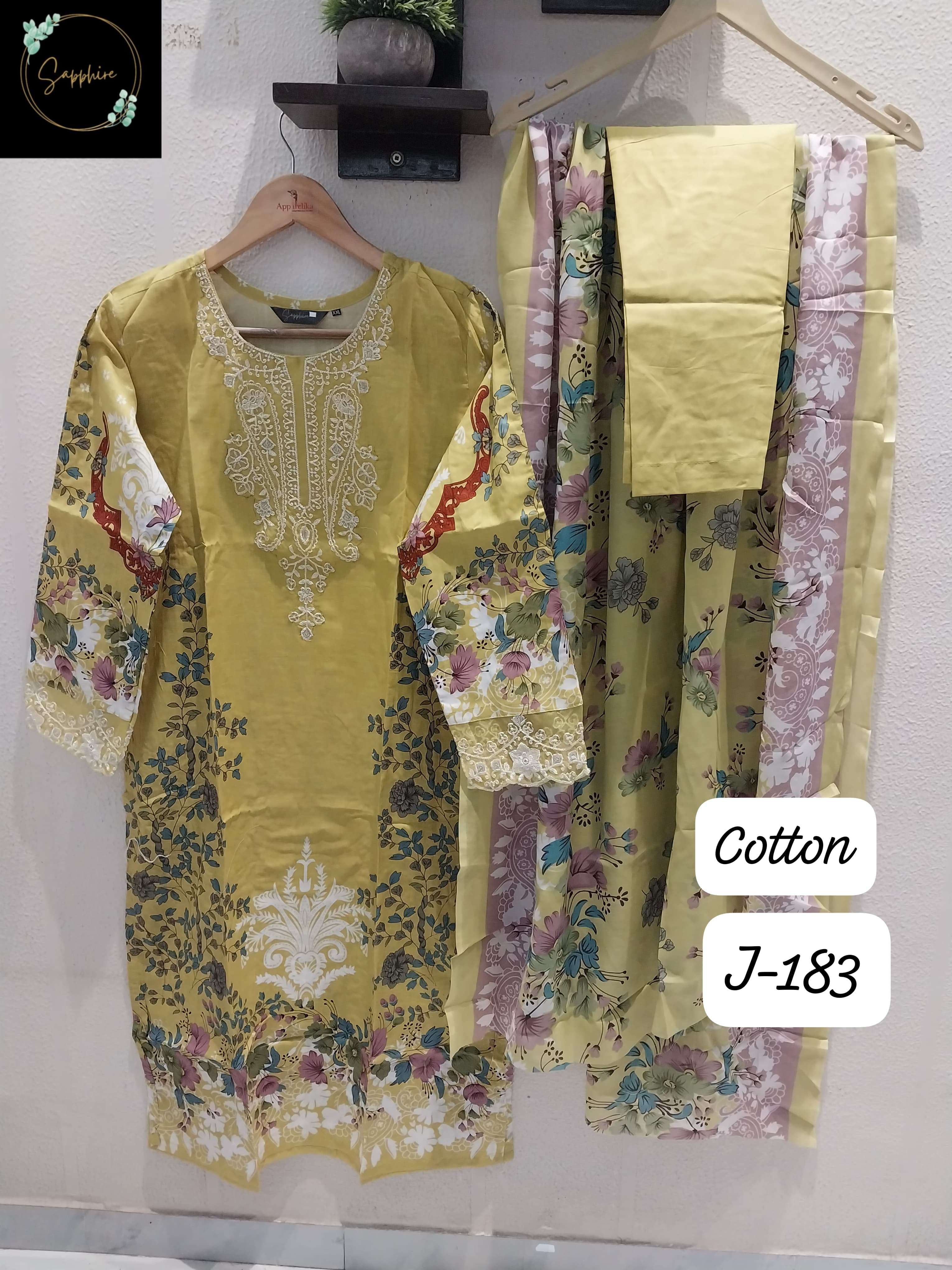 SAPPHIRE JAZMIN J 183 LAWN COTTON FANCY WORK SALWAR KAMEEZ 
