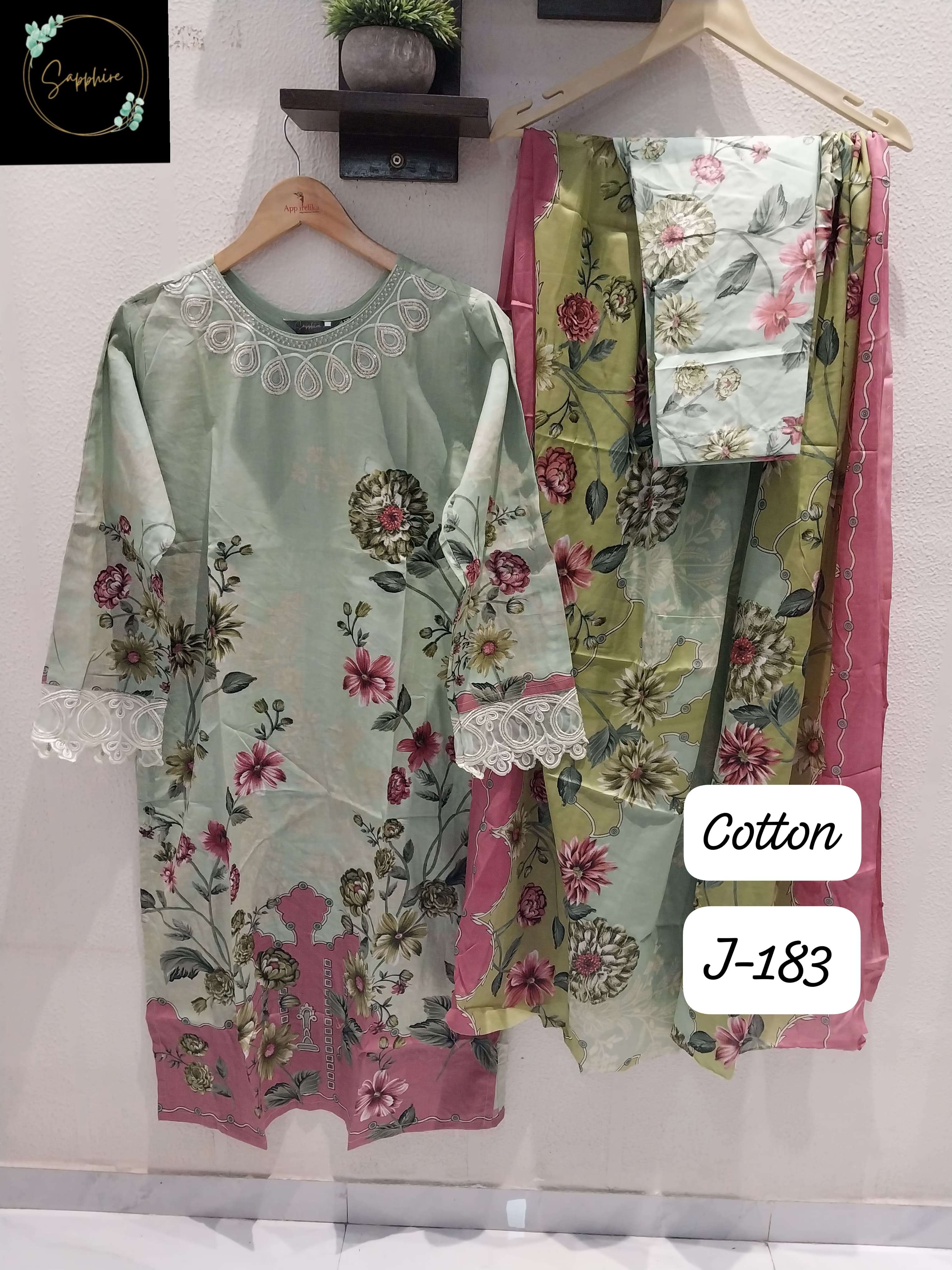 SAPPHIRE JAZMIN J 183 LAWN COTTON FANCY WORK SALWAR KAMEEZ 