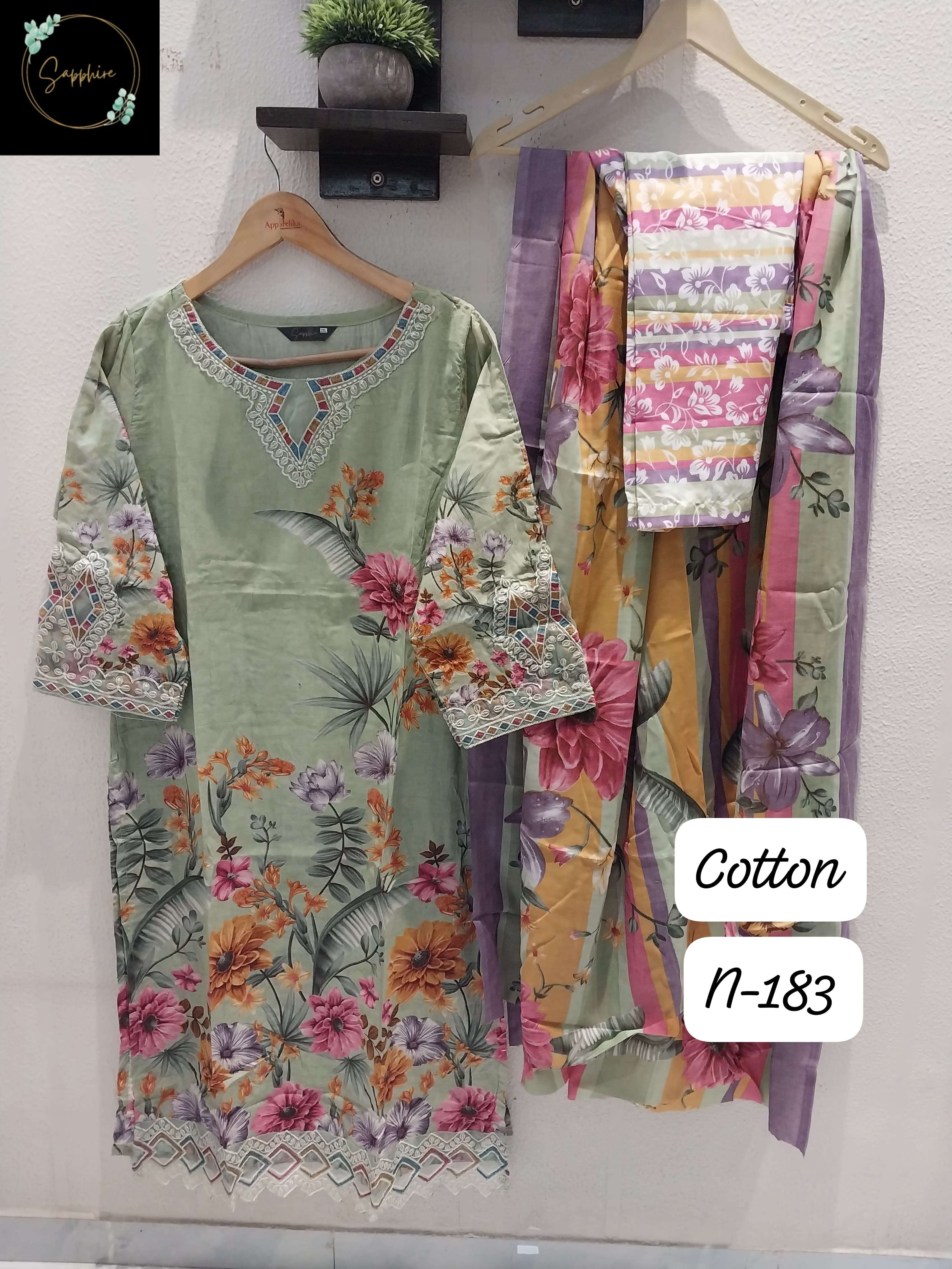 SAPPHIRE JAZMIN J 183 LAWN COTTON FANCY WORK SALWAR KAMEEZ 