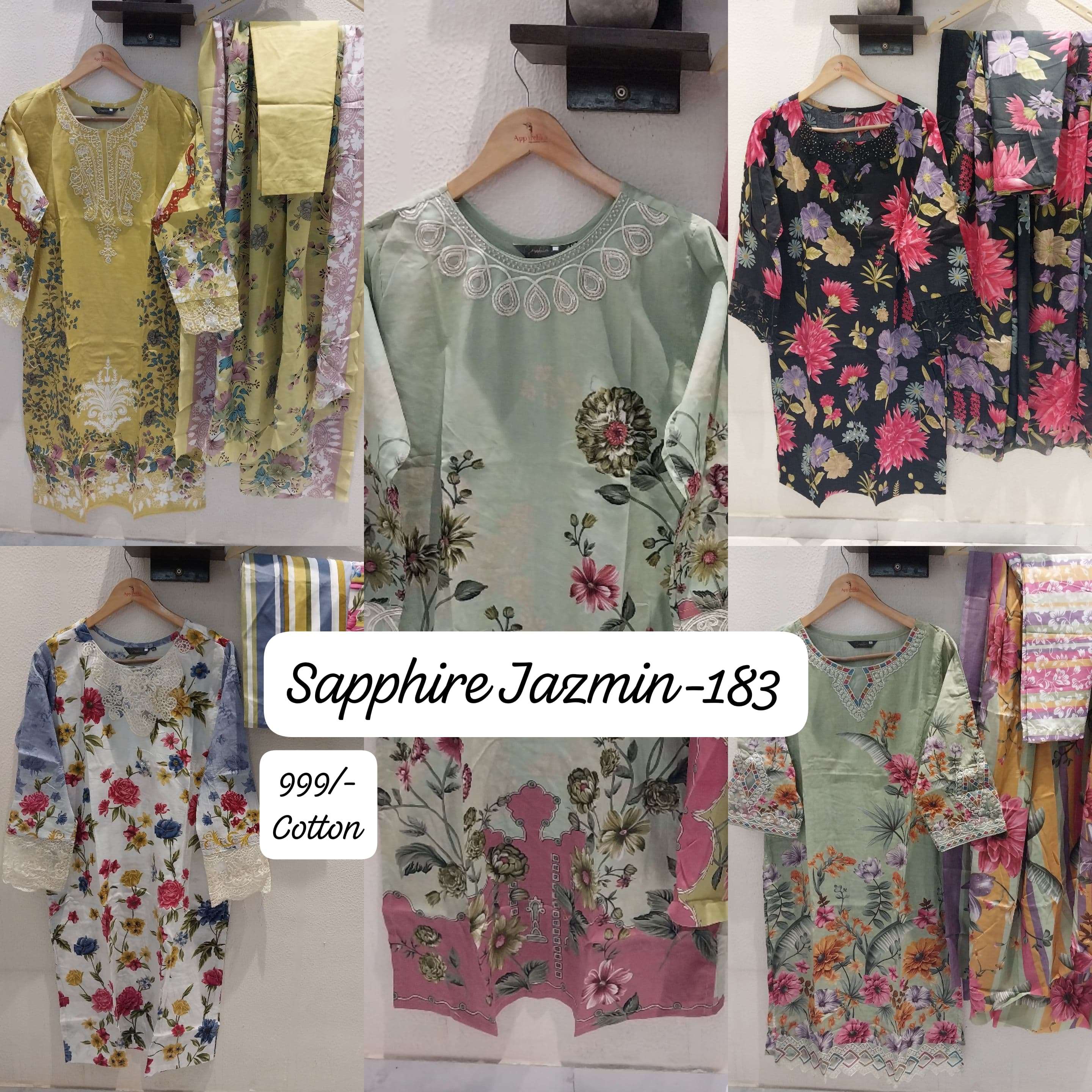 SAPPHIRE JAZMIN J 183 LAWN COTTON FANCY WORK SALWAR KAMEEZ 