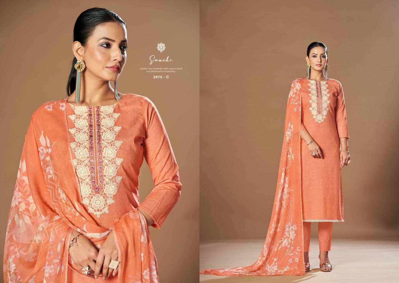 SARGAM PRINTS SANCHI COTTON PRINTS WITH FANCY WORK SUIT