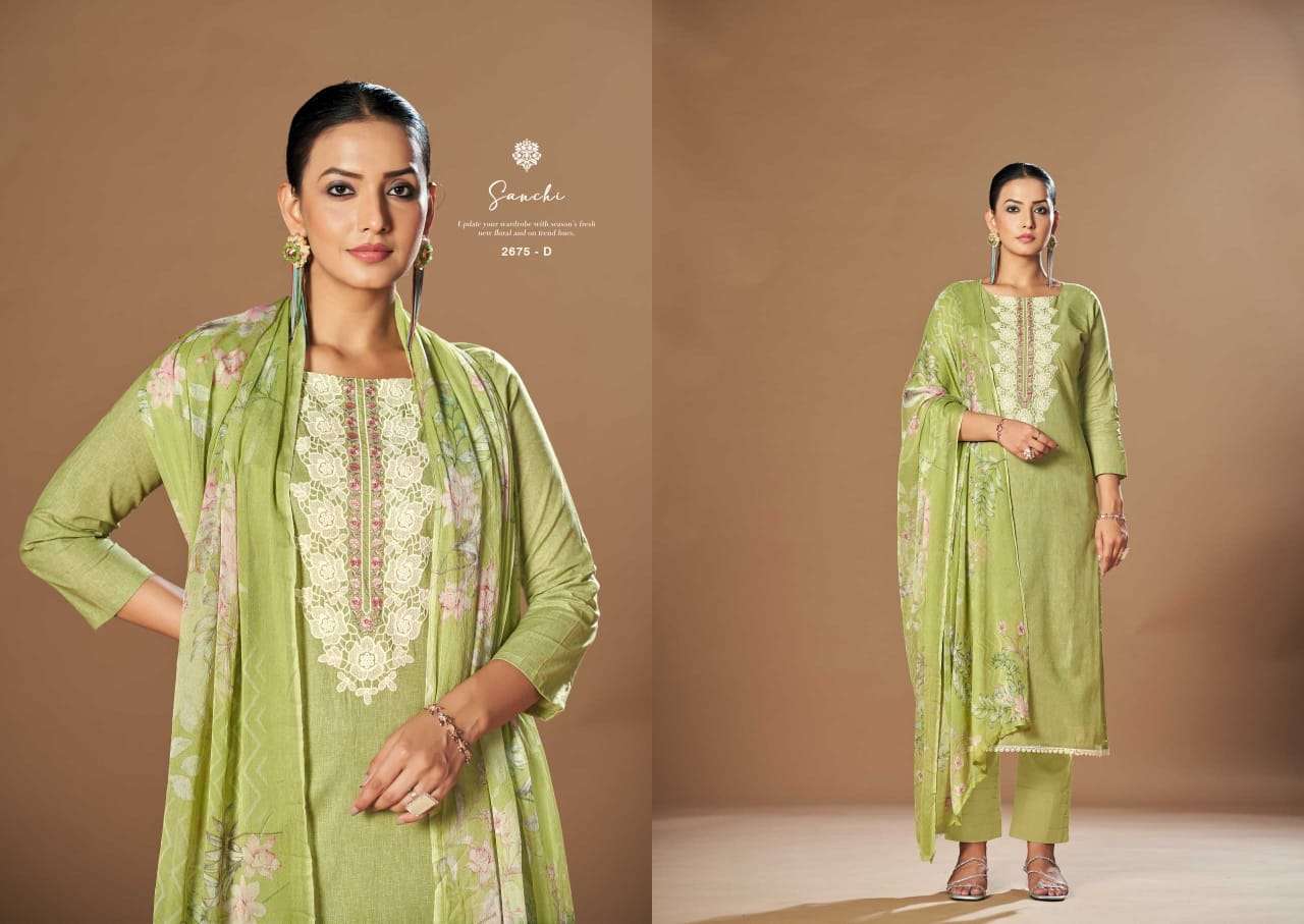 SARGAM PRINTS SANCHI COTTON PRINTS WITH FANCY WORK SUIT