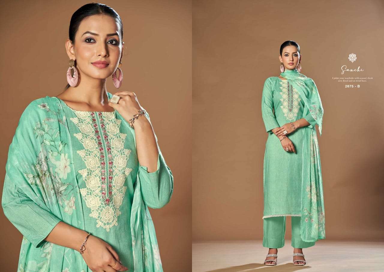 SARGAM PRINTS SANCHI COTTON PRINTS WITH FANCY WORK SUIT