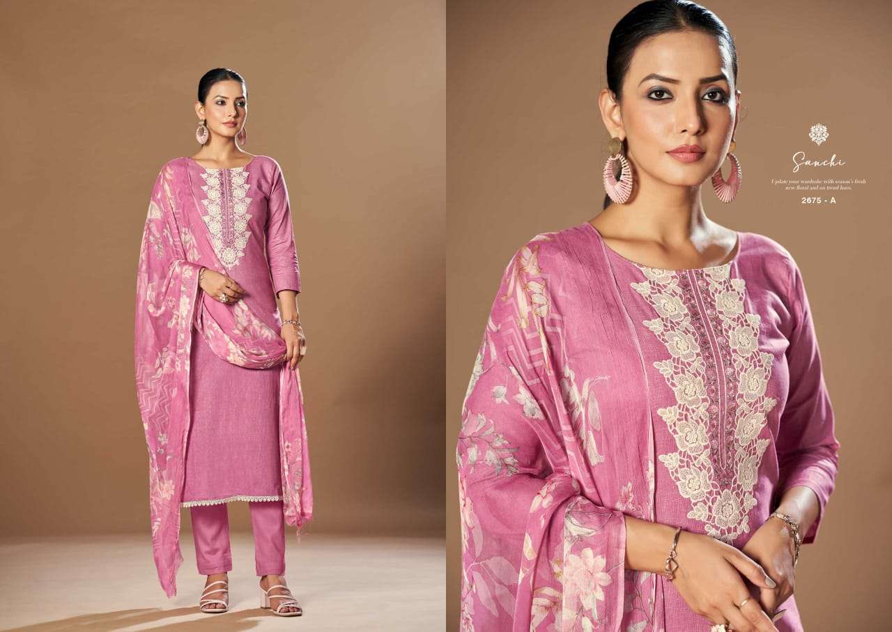SARGAM PRINTS SANCHI COTTON PRINTS WITH FANCY WORK SUIT