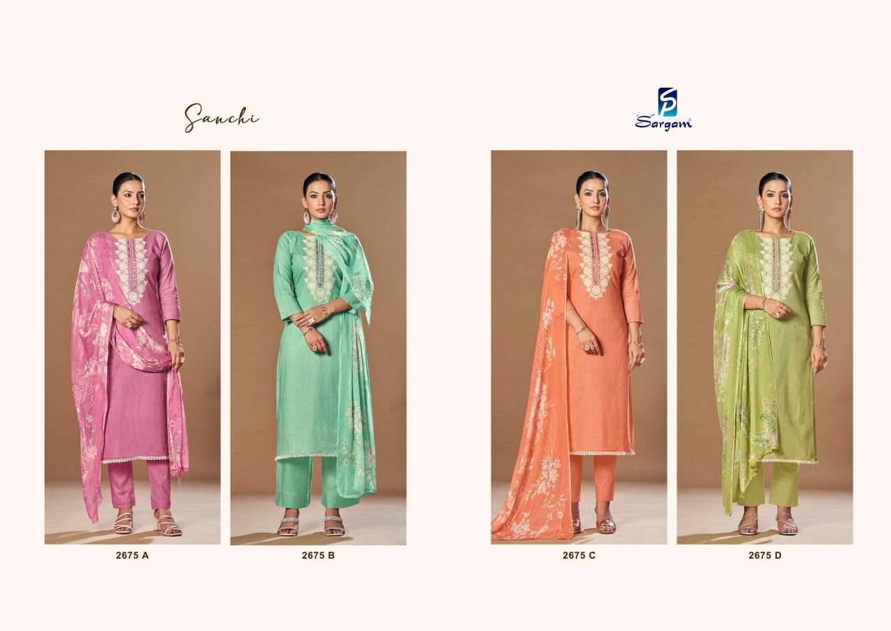 SARGAM PRINTS SANCHI COTTON PRINTS WITH FANCY WORK SUIT