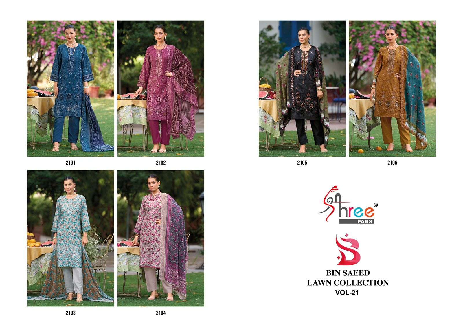 SHREE FABS BIN SAEED LAWN COLLECTION VOL 21 COTTON EMBROIDERY SUIT