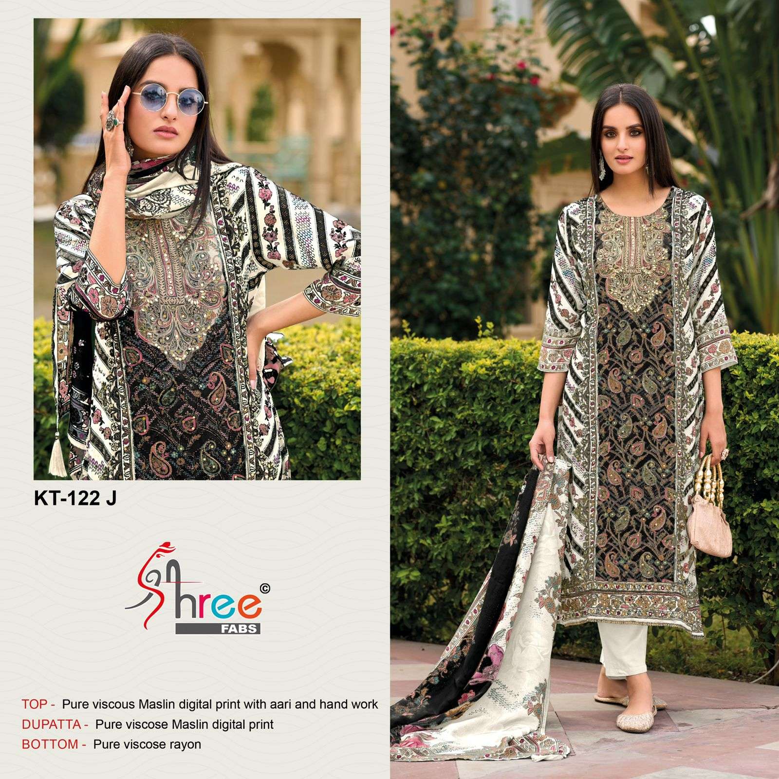 SHREE FABS KT 122 IJ VISCOSE DIGITAL PRINT WITH WORK SUIT