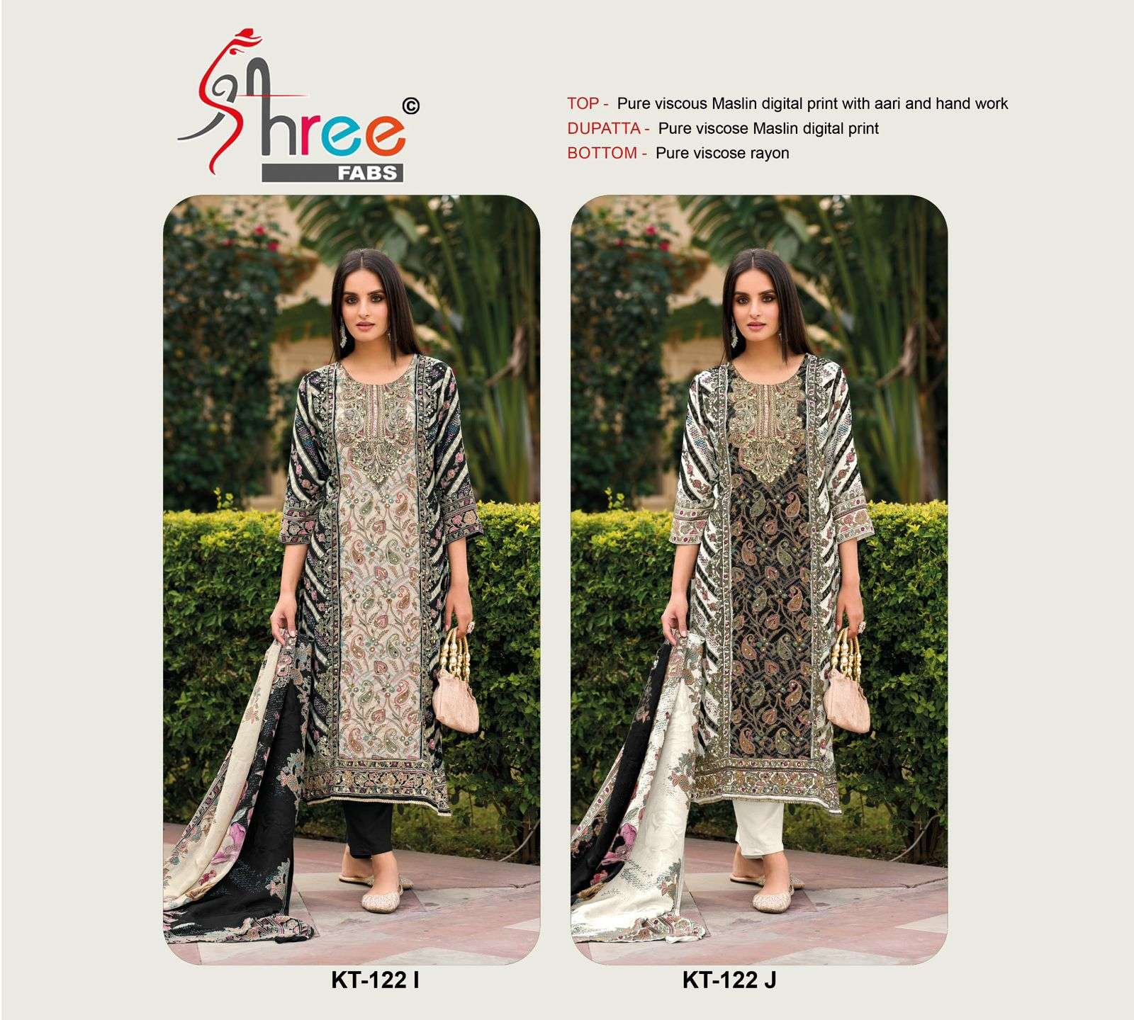 SHREE FABS KT 122 IJ VISCOSE DIGITAL PRINT WITH WORK SUIT