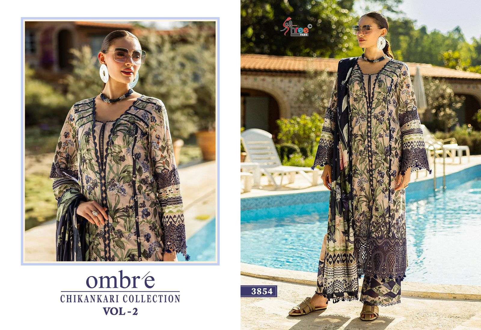 SHREE FABS OMBRE CHIKANKARI COLLECTION VOL 2 COTTON EMBROIDERY WORK SUIT