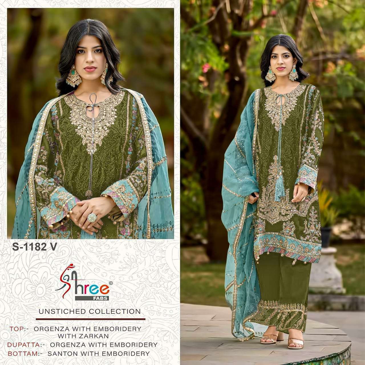 SHREE FABS S 1182 NEW COLOURS ORGANZA WITH HEAVY DESIGNER WORK SUIT