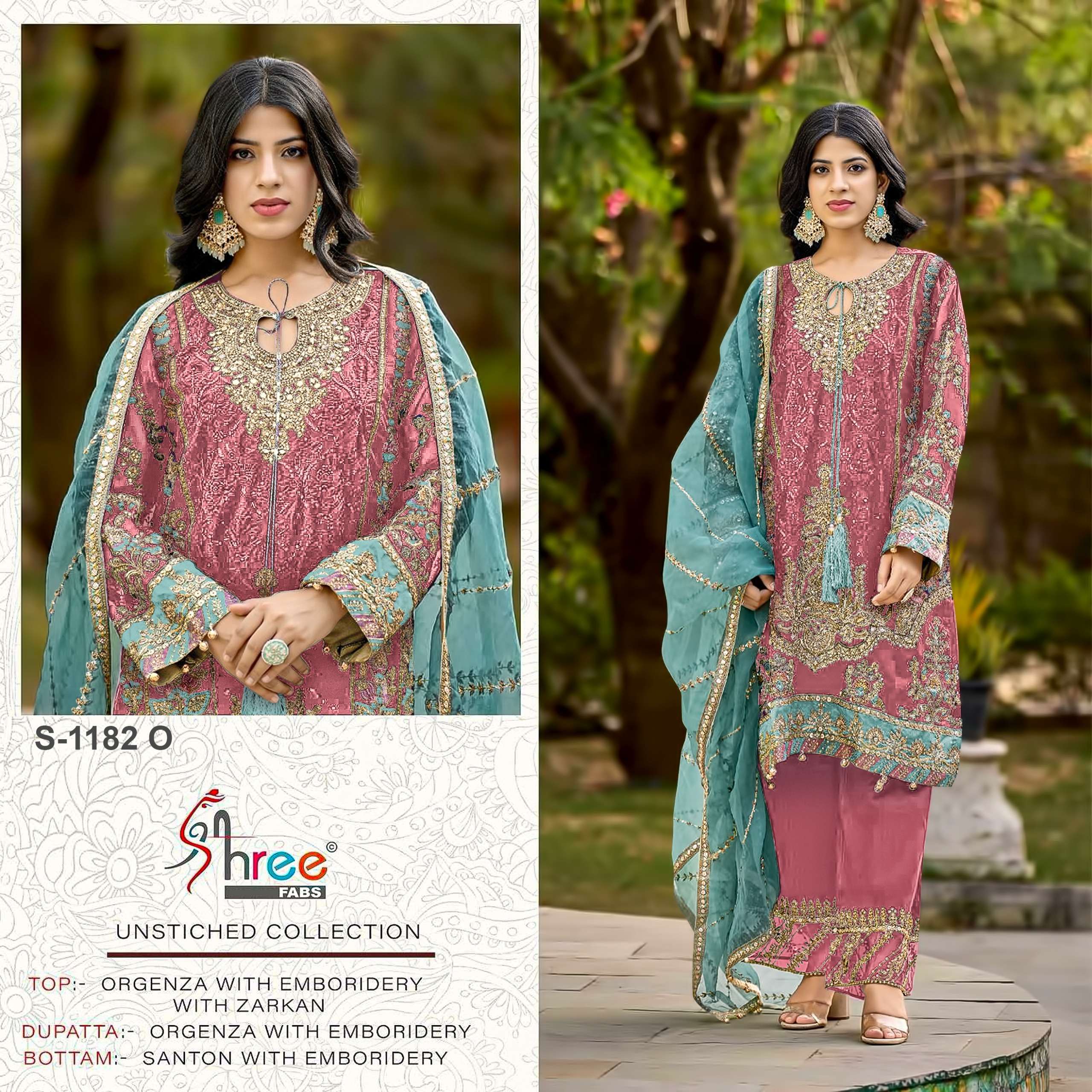 SHREE FABS S 1182 OPQR GEORGETTE EMBROIDERY DESIGNER SUIT
