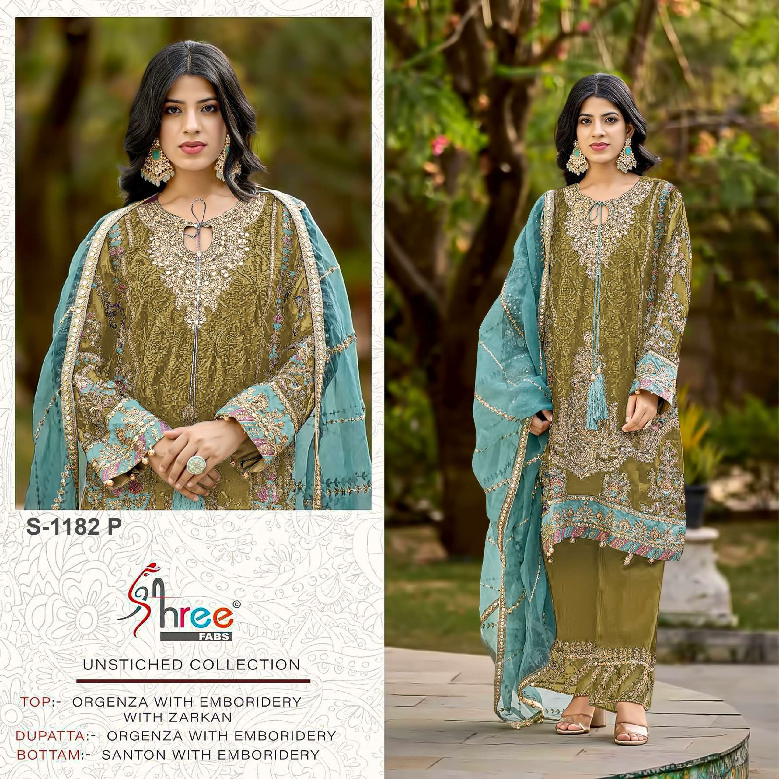 SHREE FABS S 1182 OPQR GEORGETTE EMBROIDERY DESIGNER SUIT