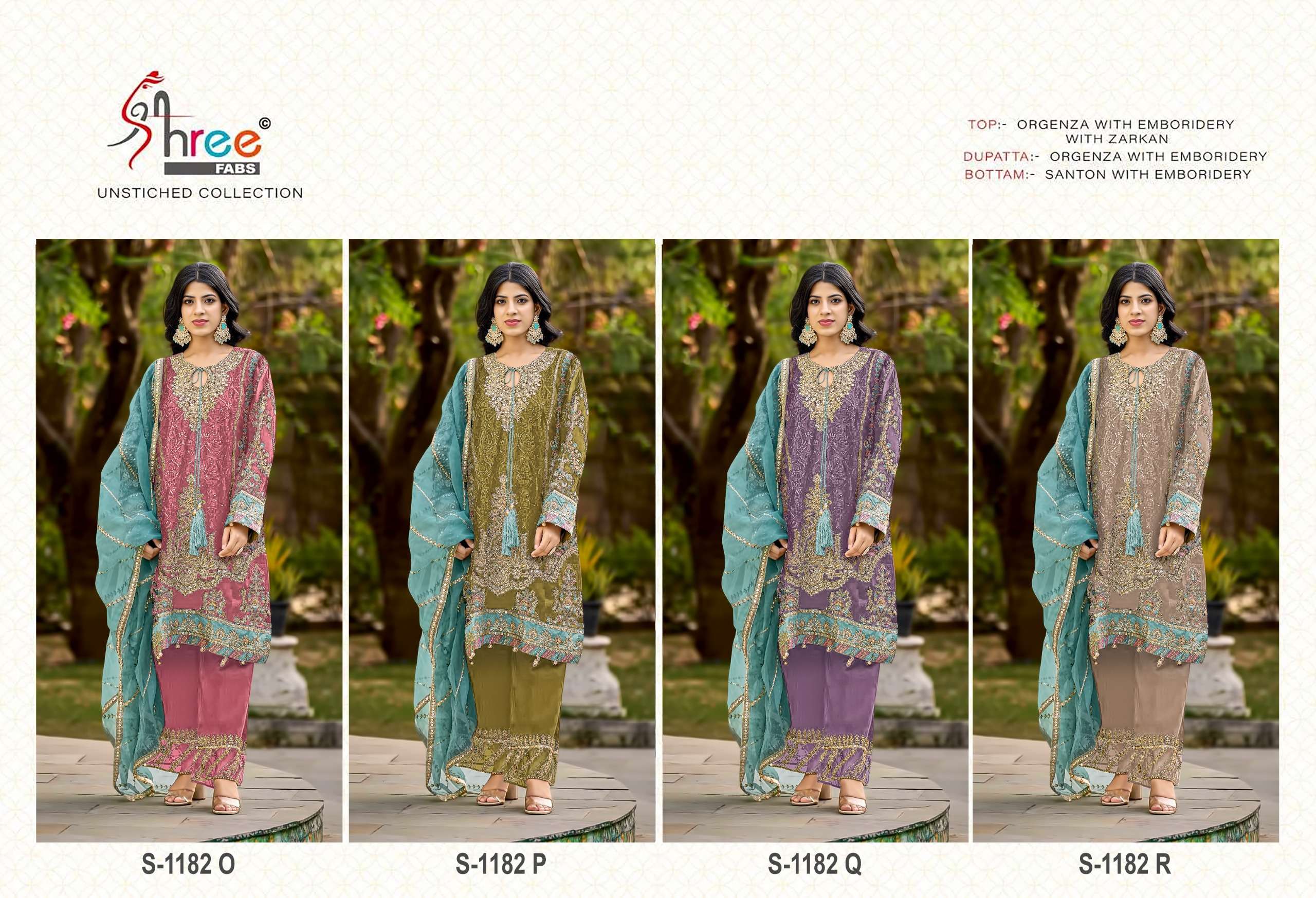 SHREE FABS S 1182 OPQR GEORGETTE EMBROIDERY DESIGNER SUIT