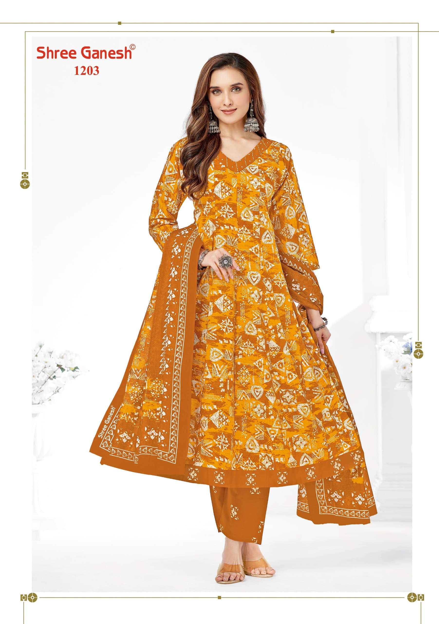 SHREE GANESH ZEENAT VOL 2 COTTON PRINT ANARKALI STYLE LADIES KURTI COMBO SET