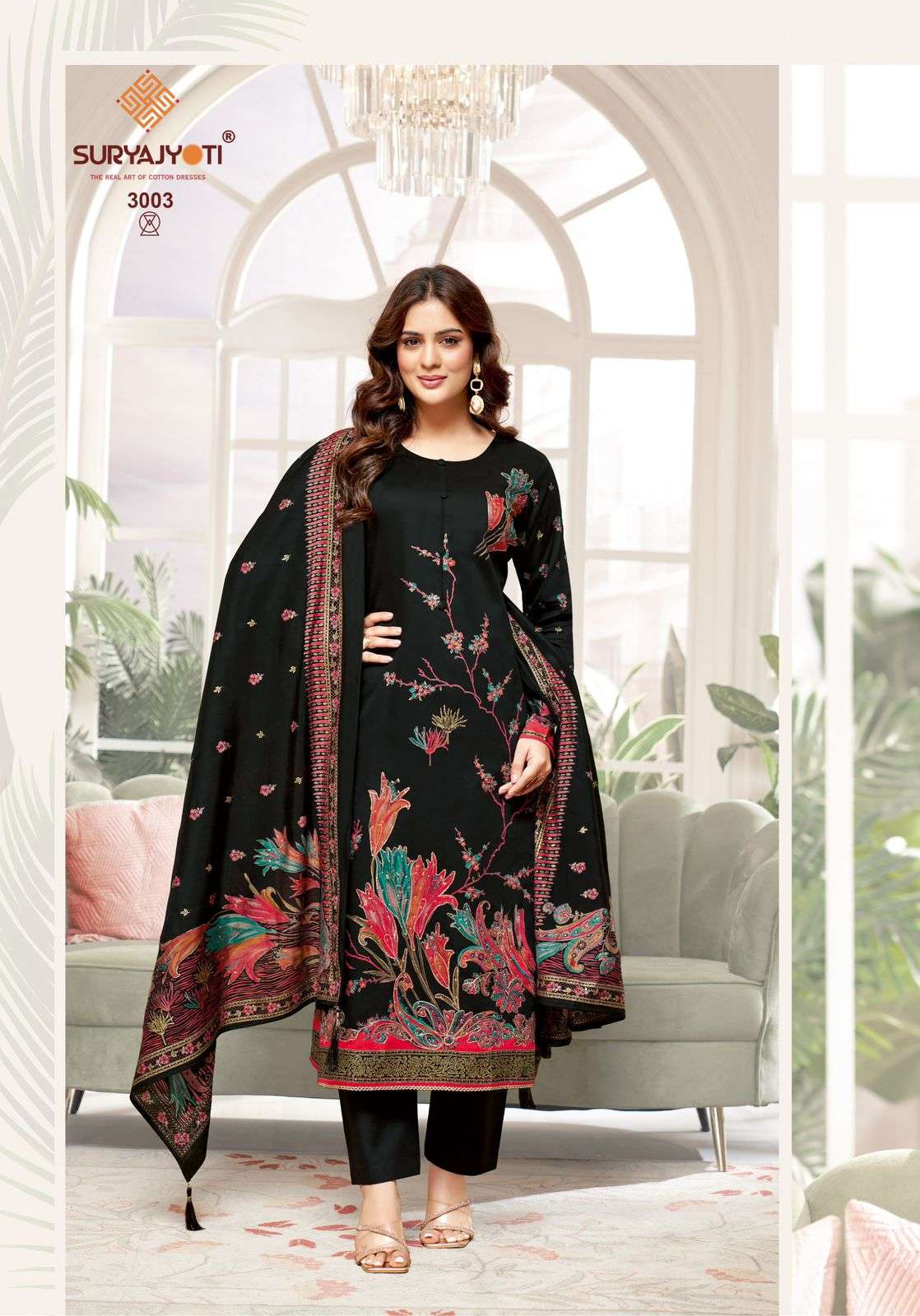 SURYAJYOTI KAARA ADVANCE VOL 3 JAM SATIN PRINT WITH FANCY WORK SUIT