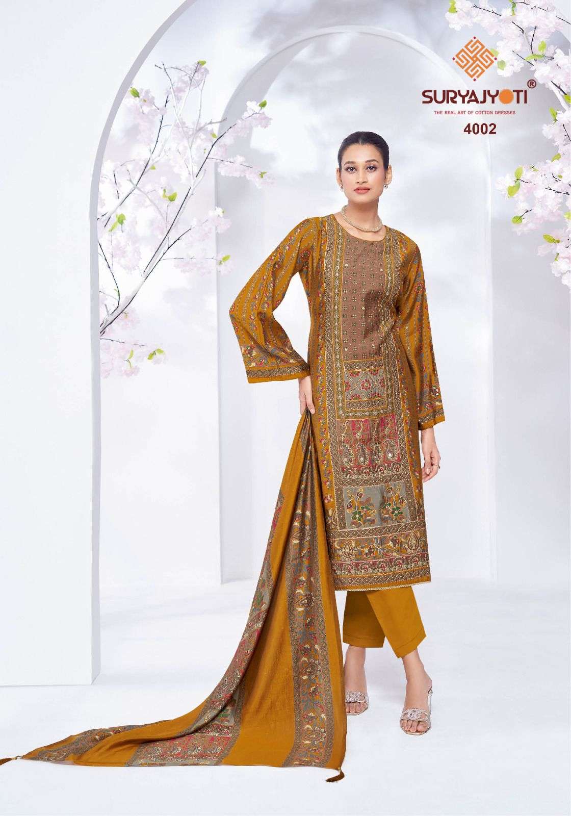 SURYAJYOTI KANCHAN VOL 4 MODAL PRINT FABRIC WITH FANCY WORK SUIT