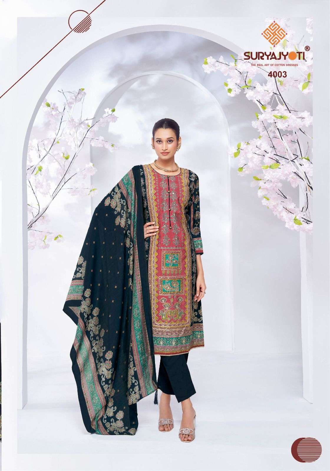 SURYAJYOTI KANCHAN VOL 4 MODAL PRINT FABRIC WITH FANCY WORK SUIT