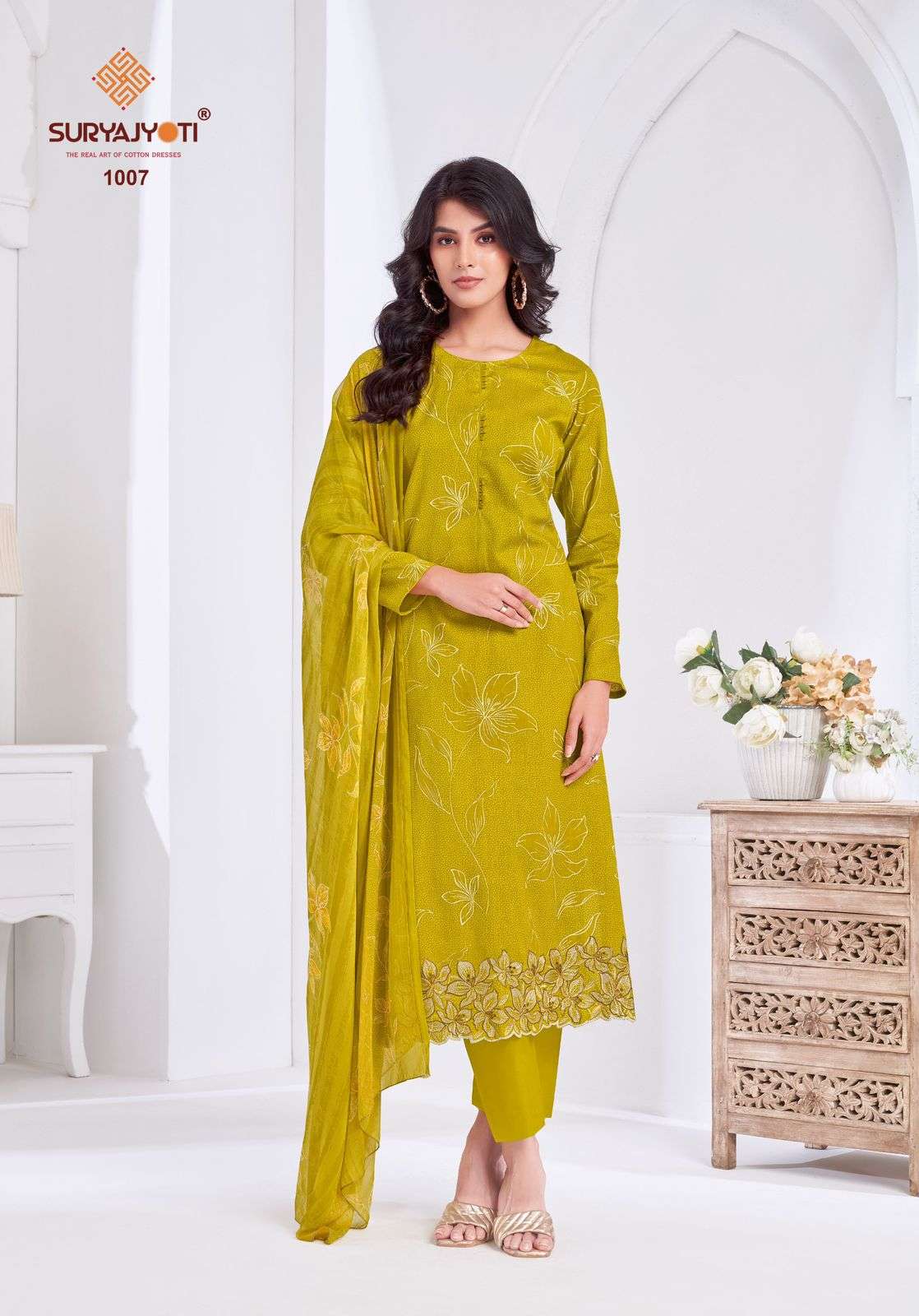 SURYAJYOTI KASHYA VOL 1 LAWN COTTON FANCY EMBROIDERY WORK SUIT