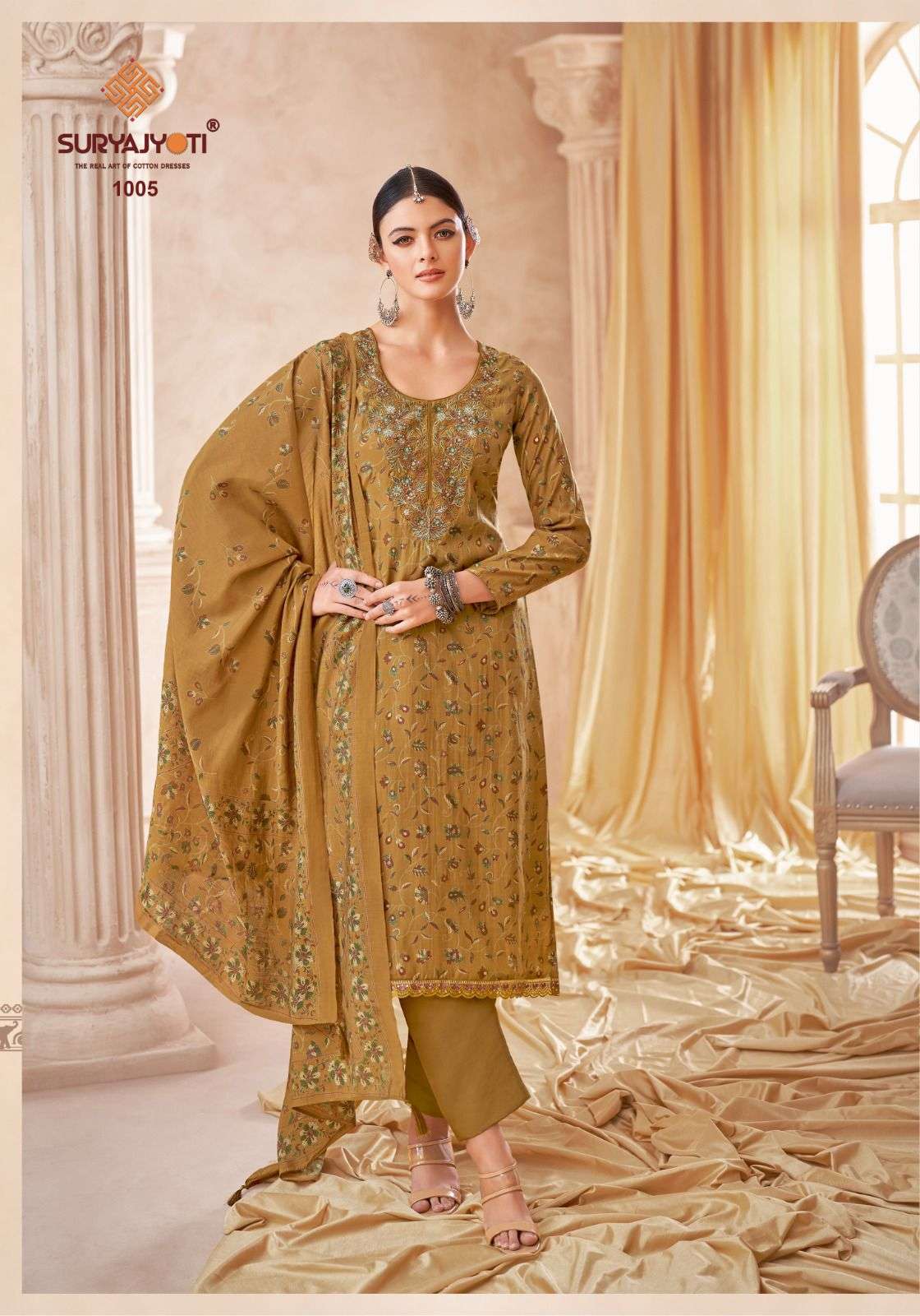 SURYAJYOTI KESHA VOL 1 MODAL PRINT FABRIC WITH EMBROIDERY WORK SUIT