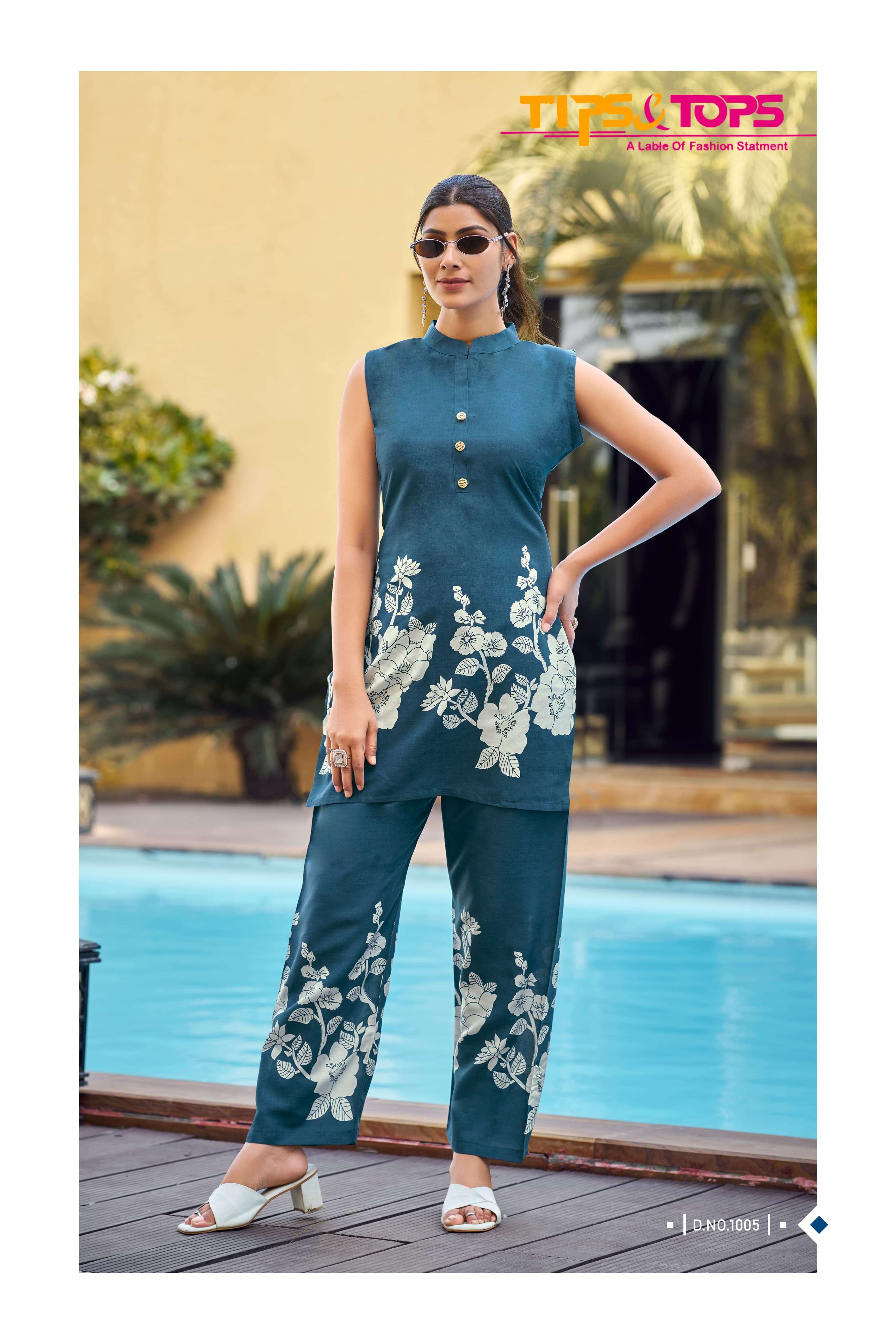 TIPS AND TOPS SUMMER BEAUTY RAYON PRINT FANCY KURTI WITH BOTTOM PAIR 