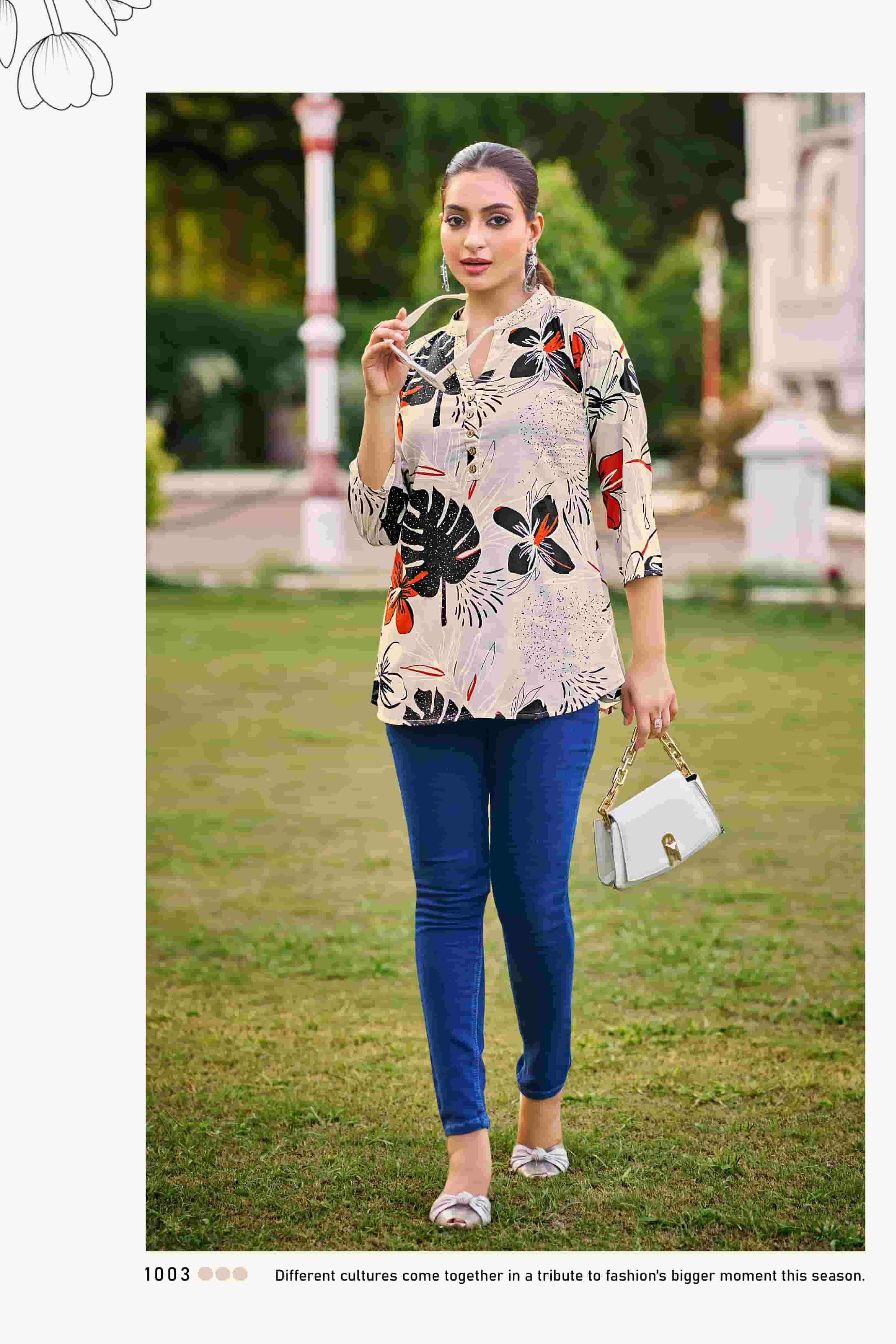 TIPS & TOPS BABY VOL 7 RAYON PRINT FANCY CAUSAL WEAR TOP