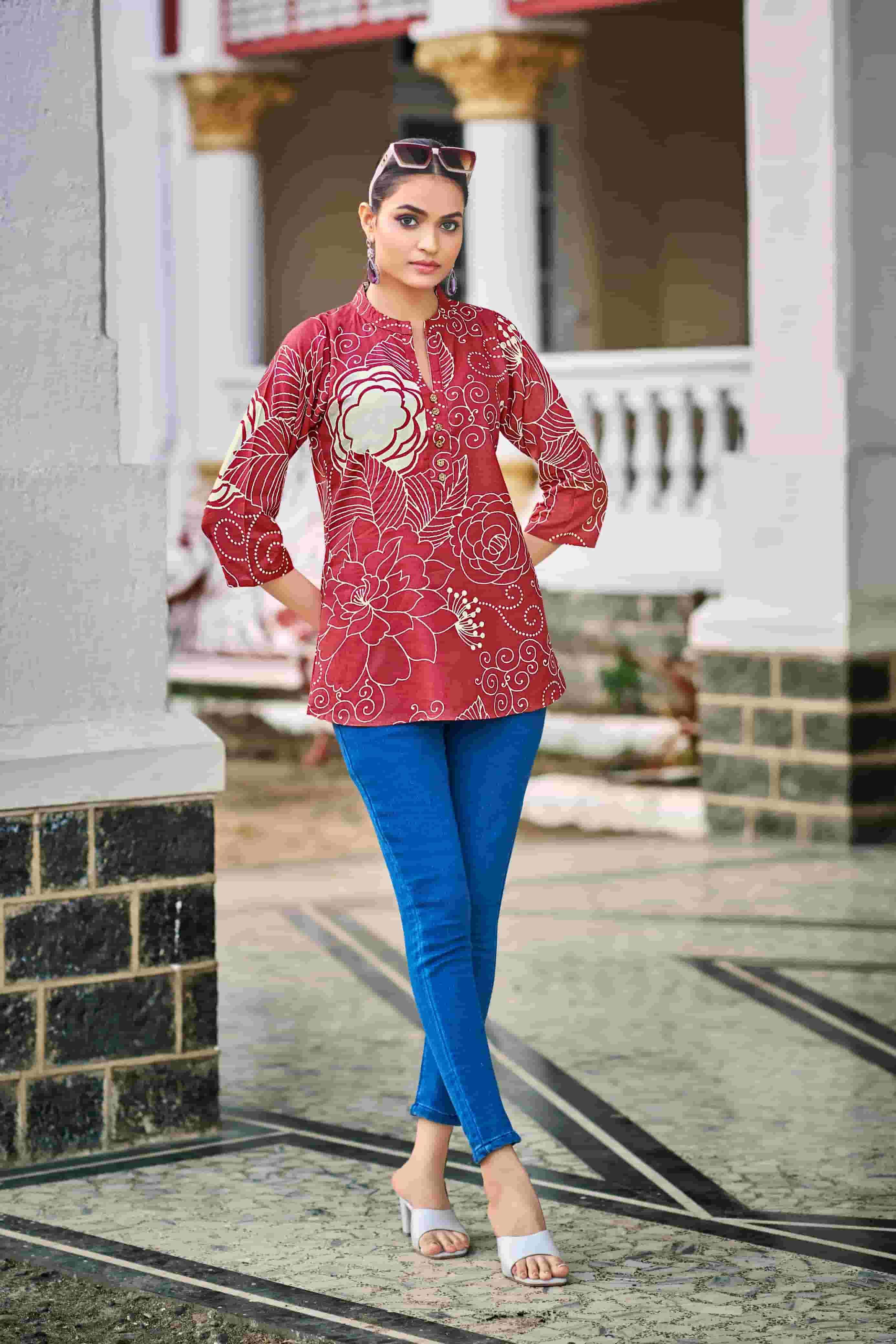TIPS & TOPS BABY VOL 7 RAYON PRINT FANCY CAUSAL WEAR TOP