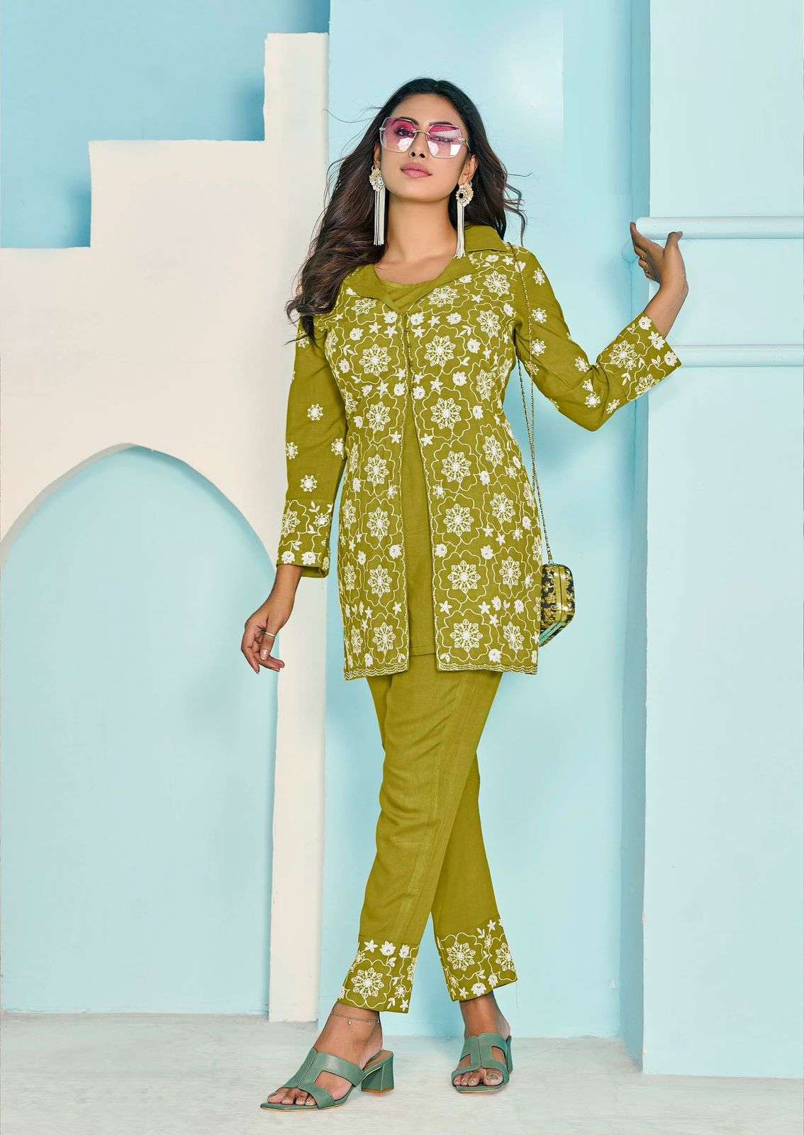 VAMIKA NX VEERA VOL 3 RAYON WORKS LADIES TOP WITH PANT SET